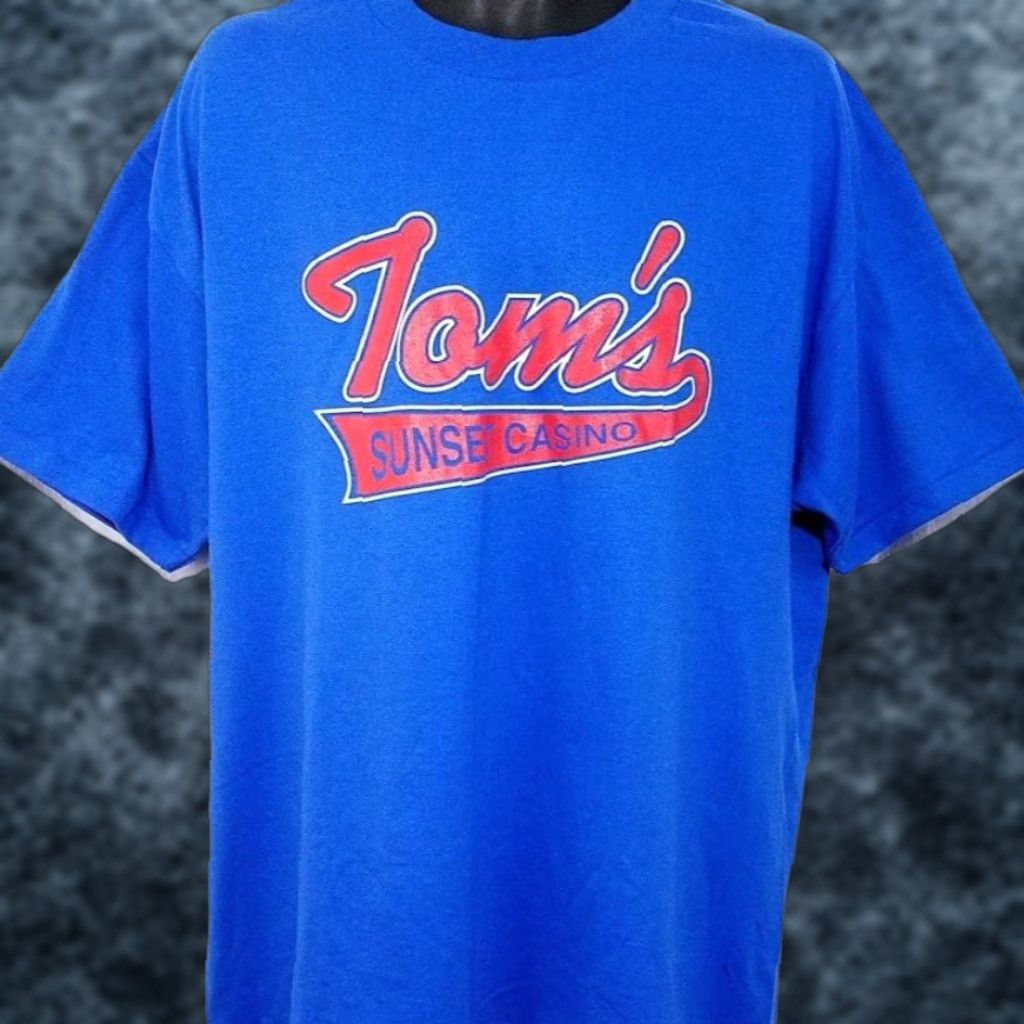 Hanes VINTAGE Hanes T-Shirt Mens XL Blue Las Vegas 90s Sunset Casino Toms Graphic Tee Casual Made In USA Size US XL / EU 56 / 4 - 1 Thumbnail