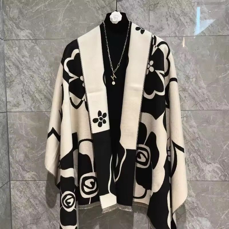 Other Elegant Floral Soft Acrylic Cashmere Scarf Shawl Size ONE SIZE - 2 Thumbnail