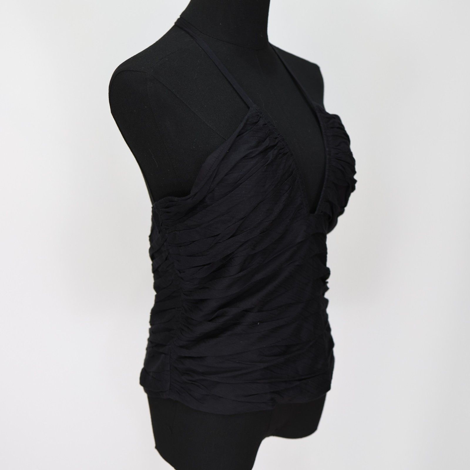Anthropologie NWT ANTHROPOLOGIE Black Back Zipper Plunging Neck Top Sz 14 Size XL / US 12-14 / IT 48-50 - 3 Thumbnail