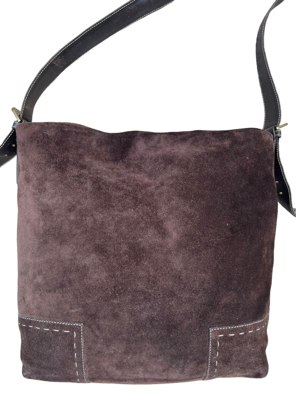 Leather × Vintage Vintage MaxMara Brown Suede Leather Large Shoulder Bag Size ONE SIZE - 4 Thumbnail