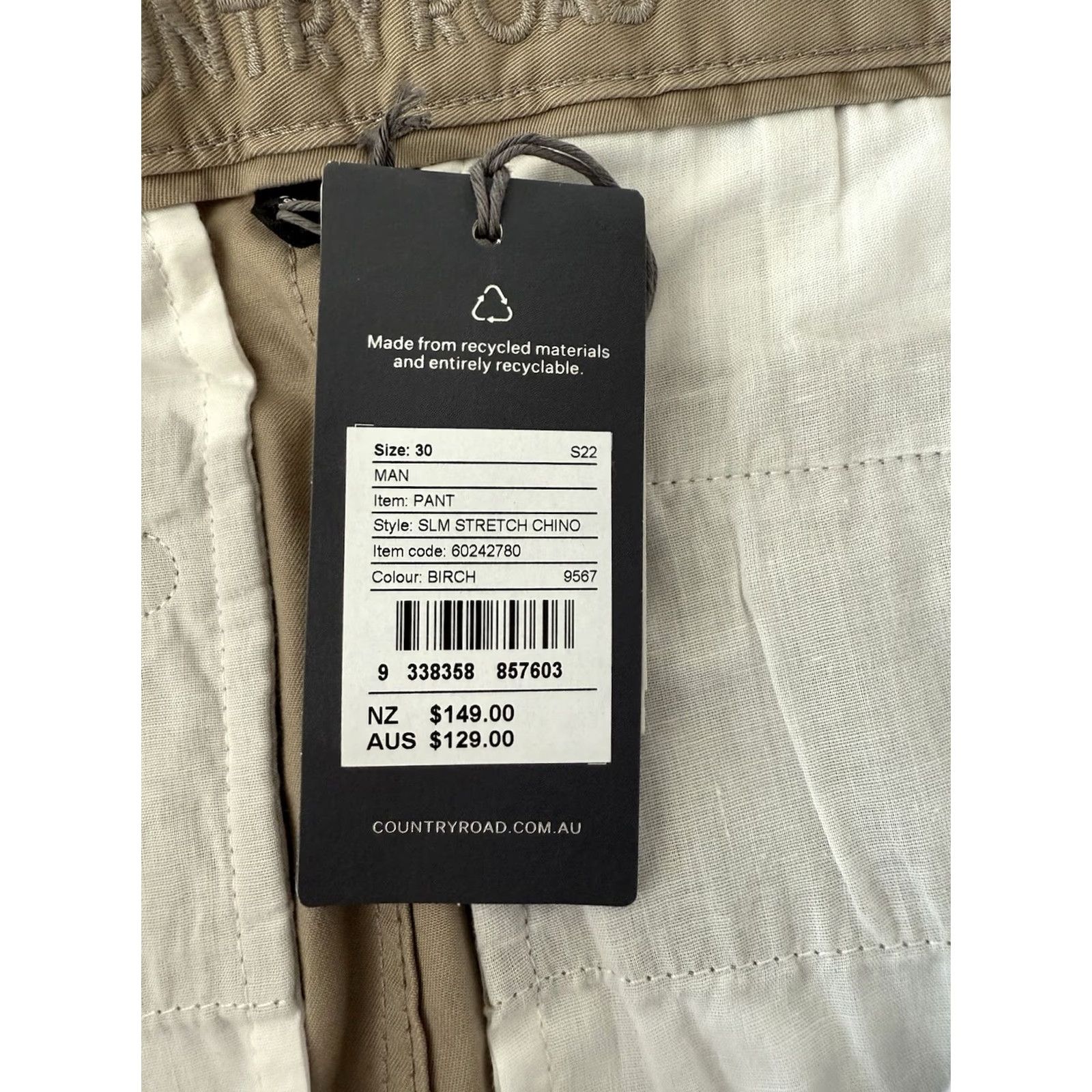 Country Road Country Road Chino Pants Mens 30 Slim Beige 32x32 Flat Front 5-Pocket Office Casual Formal Business Wear Slim Stretch Cotton Elastane Invoice: N/A Size US 30 / EU 46 - 4 Thumbnail