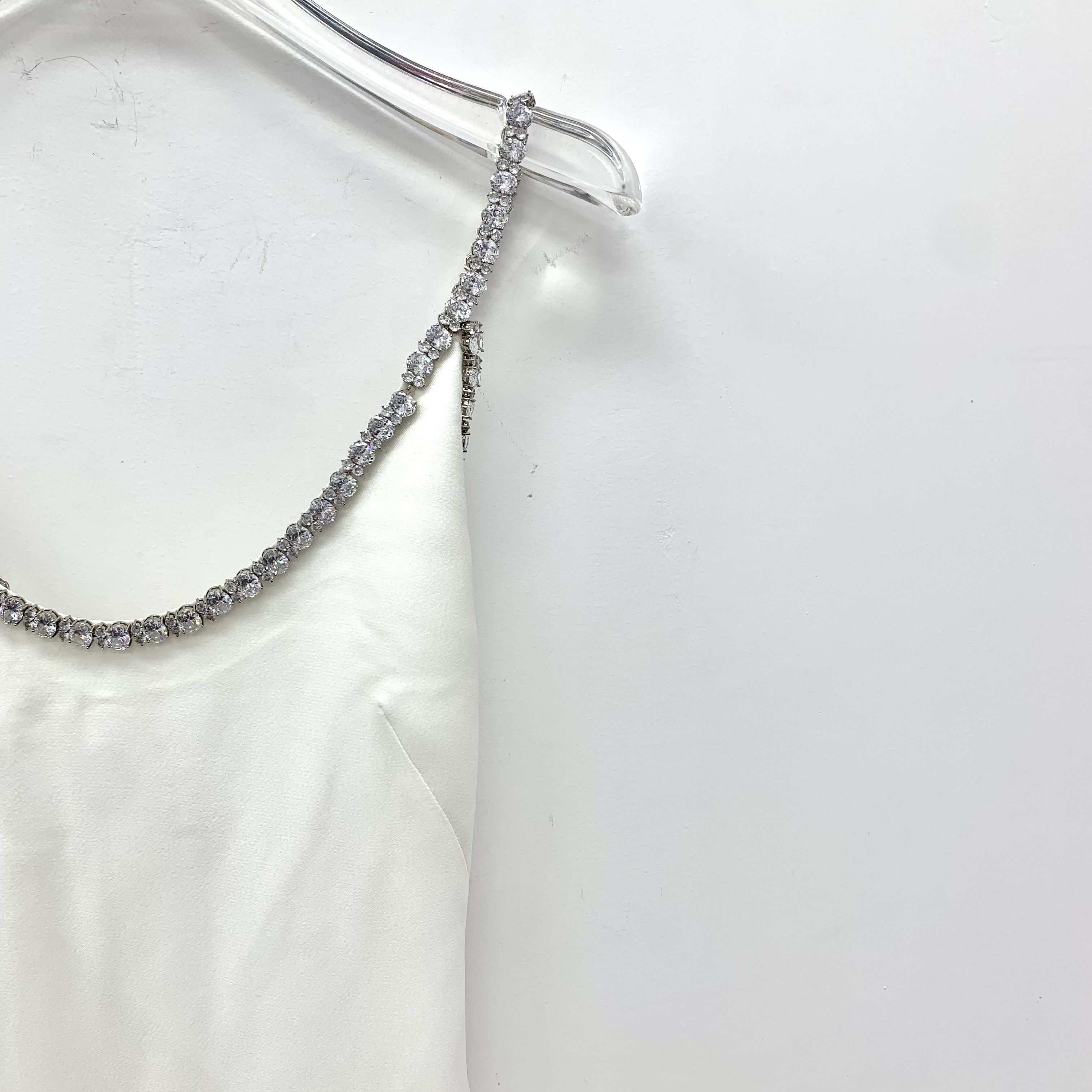 Miu Miu Miu Miu White Crystal-Trimmed Sleeveless Dress (Size XS) Size XS / US 0-2 / IT 36-38 - 9 Thumbnail