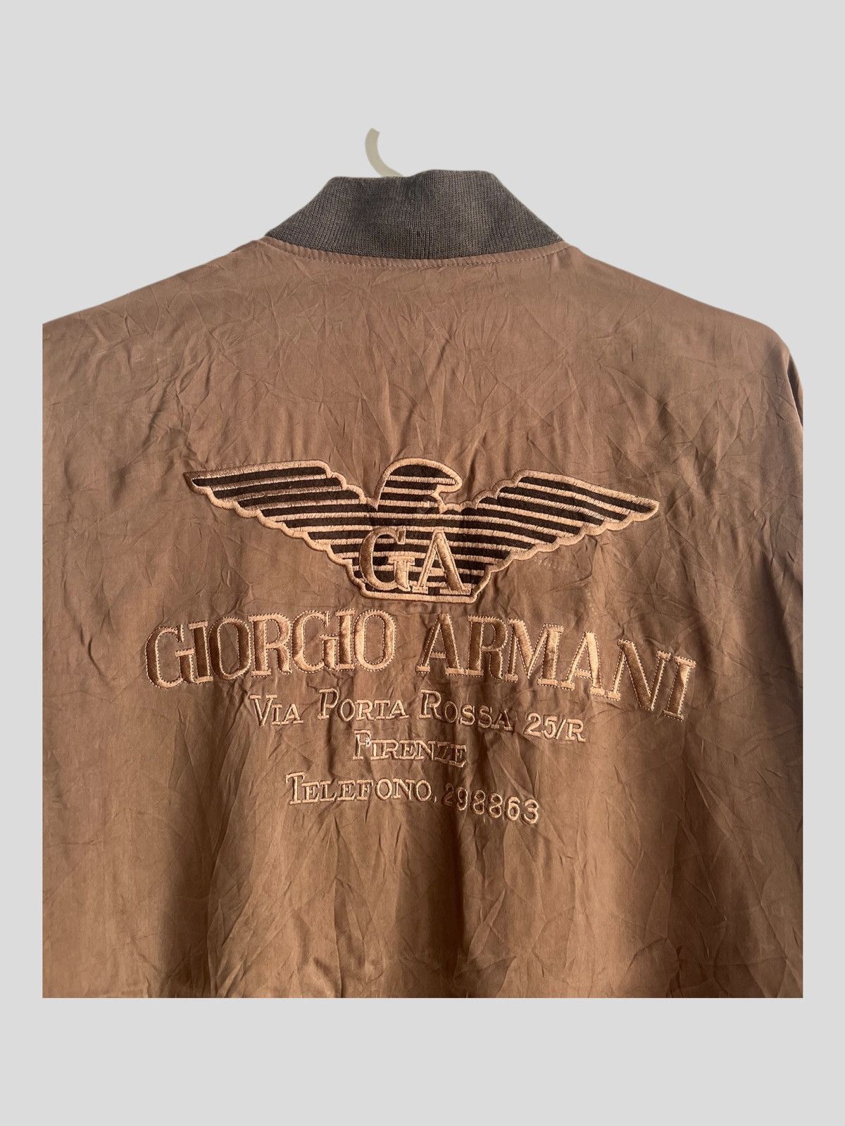 Giorgio Armani Vintage 1980s Giorgio Armani Embroidery Rayon Bomber Jacket Size US L / EU 52-54 / 3 - 4 Thumbnail