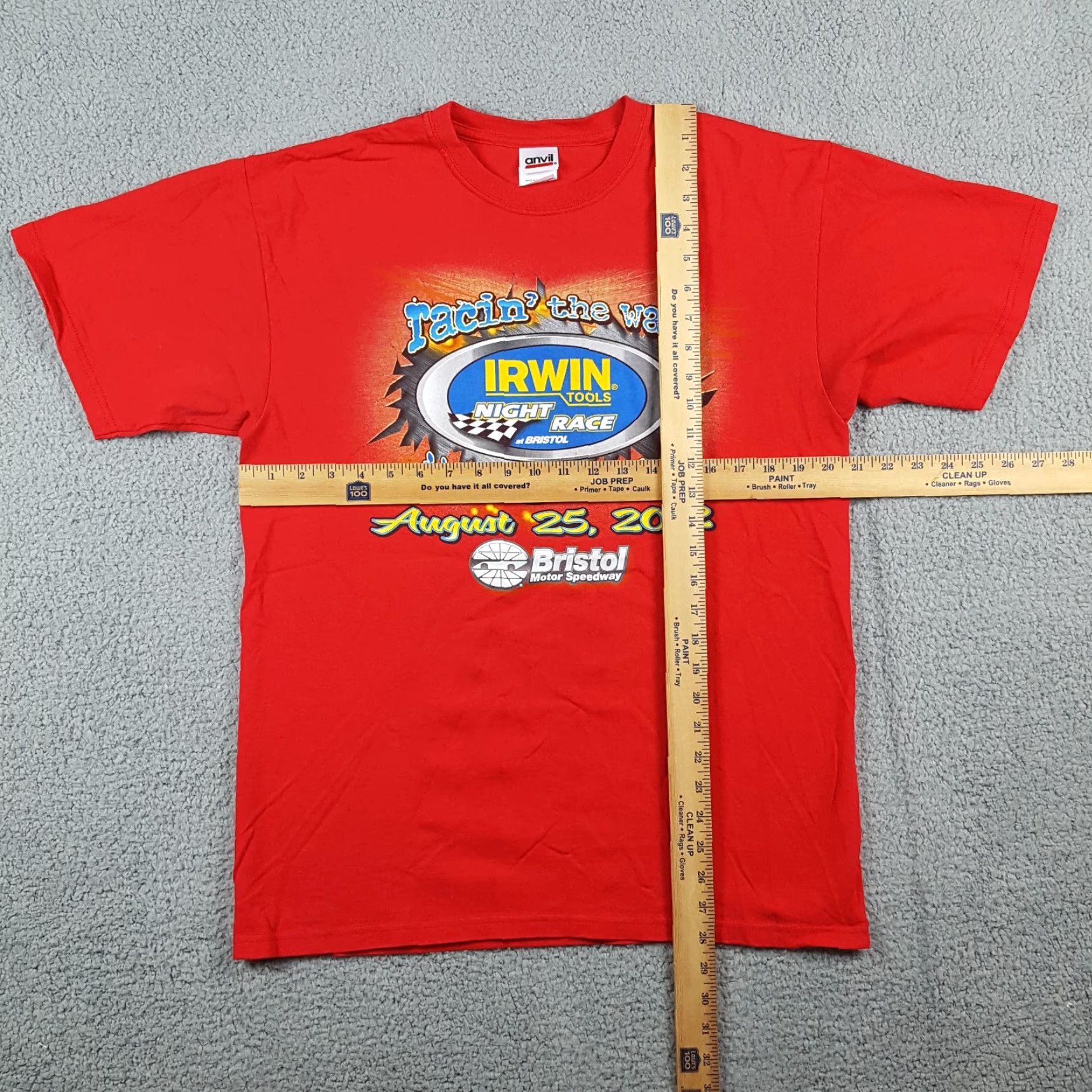 Anvil VINTAGE Anvil Bristol Motor Speedway NASCAR Irwin Racing T-Shirt Adult Large Red Short Sleeve Retro 90s Mens Size US L / EU 52-54 / 3 - 8 Thumbnail