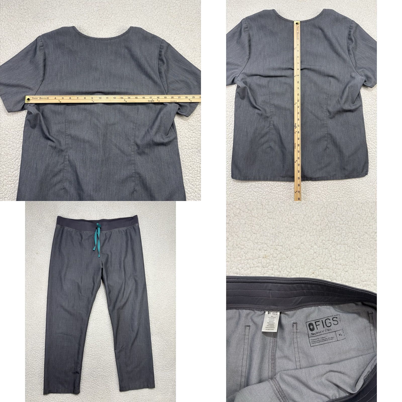 Vintage FIGS Graphite Scrub Top & Livingston Pants Teal Womens XL Shirt Pants Women Solid Polyester Gray Graphite XL Womens Size XL / US 12-14 / IT 48-50 - 8 Thumbnail