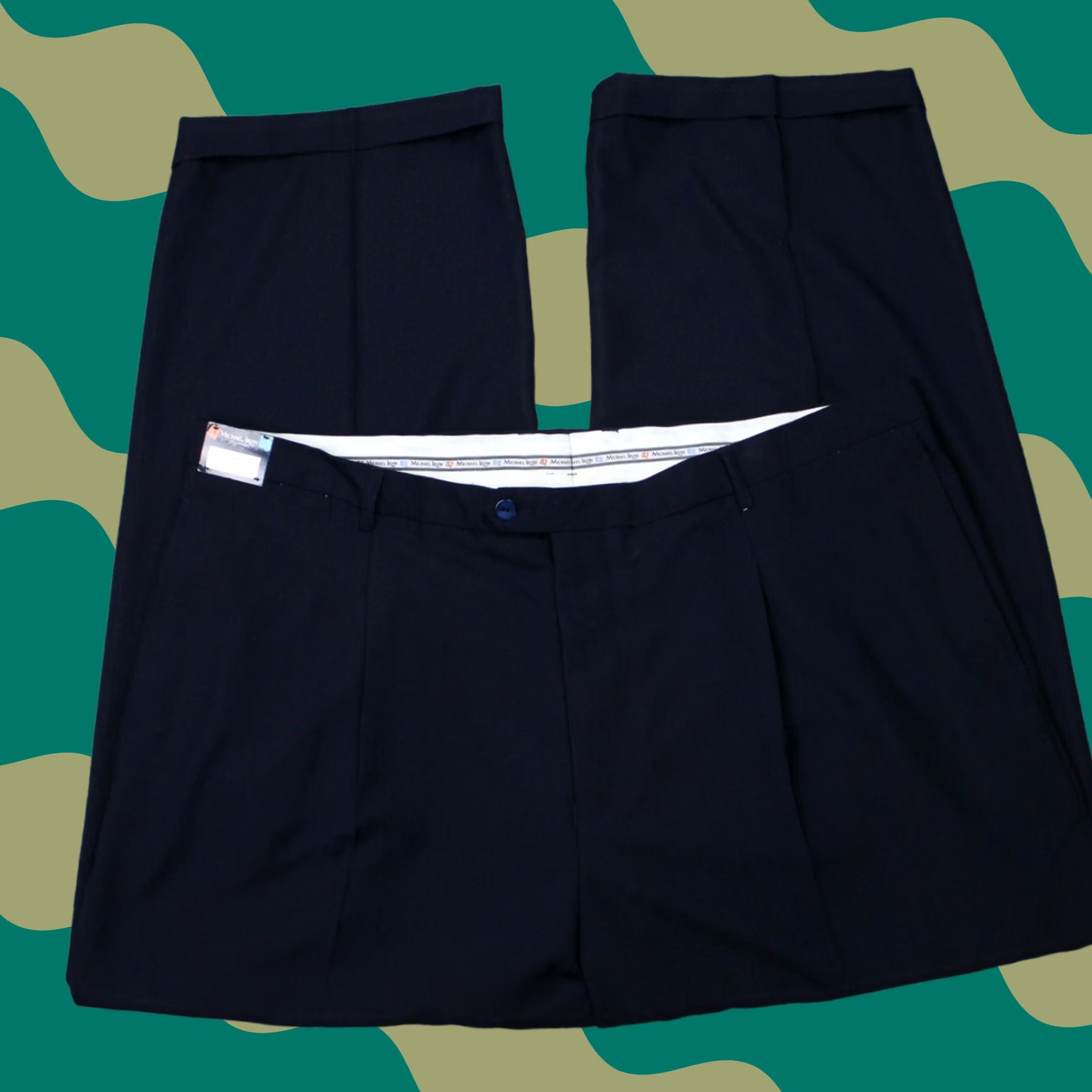 Vintage Michael Irvin Playmaker Pants Mens 46 Blue Pleated Rayon/Poly NWT 31" Inseam Dress Pants Straight Vintage No Size US 30 / EU 46 - 1 Thumbnail