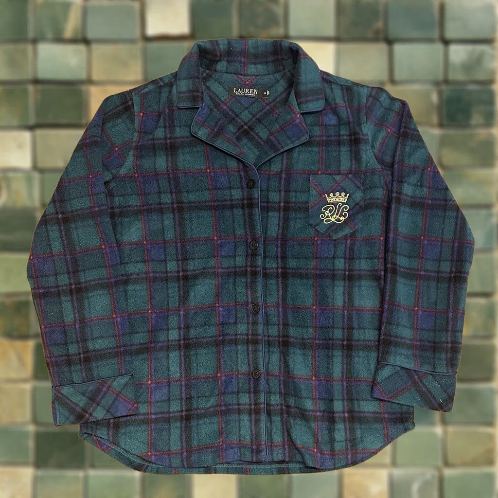 Ralph Lauren Lauren Ralph Lauren Women’s Green Plaid Flannel Sleep Shirt Medium Size M / US 6-8 / IT 42-44 - 1 Thumbnail