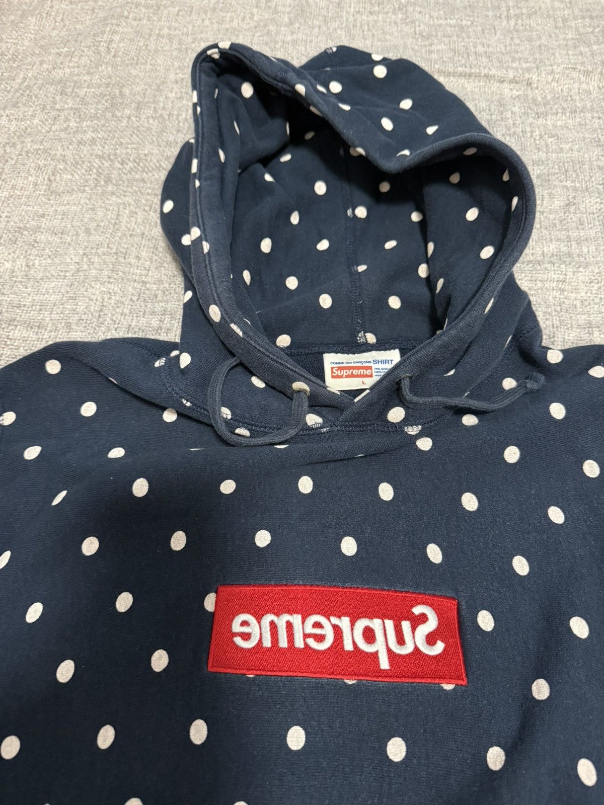 Comme des Garcons Supreme cdg navy dot box logo hooded sweatshirt hoodie Size US L / EU 52-54 / 3 - 2 Thumbnail