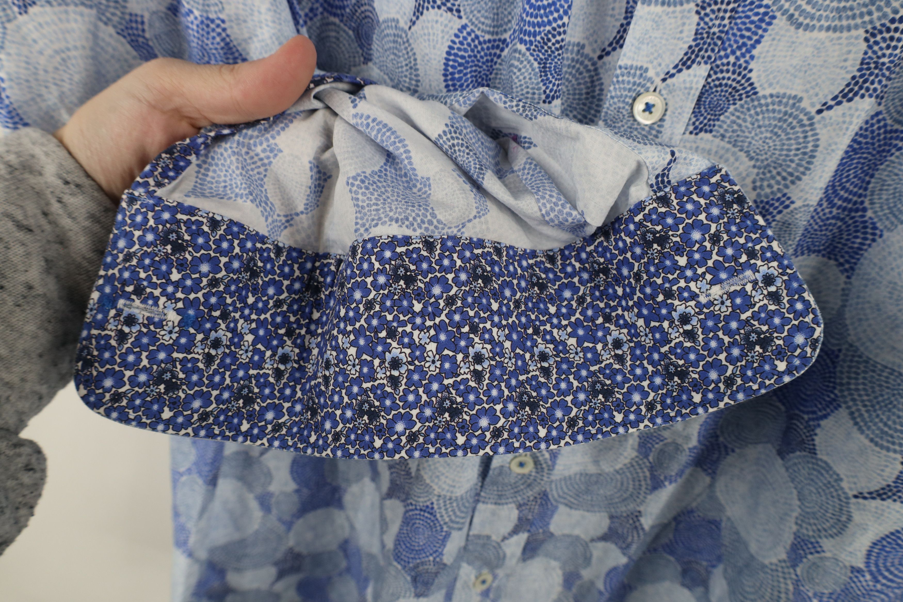 Vintage Bugatchi Uomo Abstract Circle Collared Button Shirt Blue Size US XXL / EU 58 / 5 - 5 Thumbnail