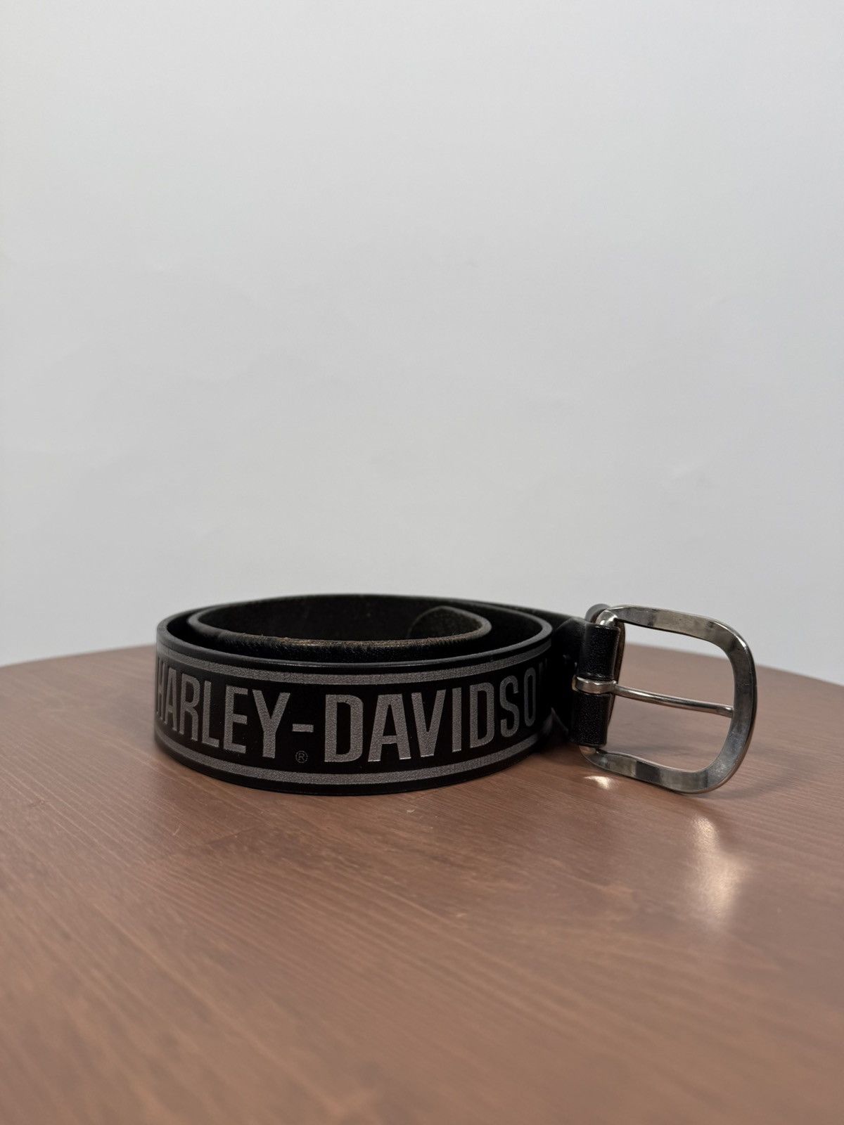 Harley Davidson Y2K Made in USA Harley Davidson Black Leather Belt Size 32 - 1 Thumbnail