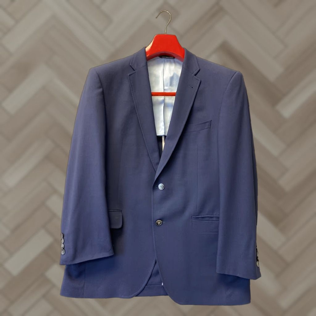 Vintage VINTAGE Seville Row Men's Wool Blazer Jacket Sport Coat SZ 44R Casual Blue 90s Mens Size 44R - 1 Thumbnail