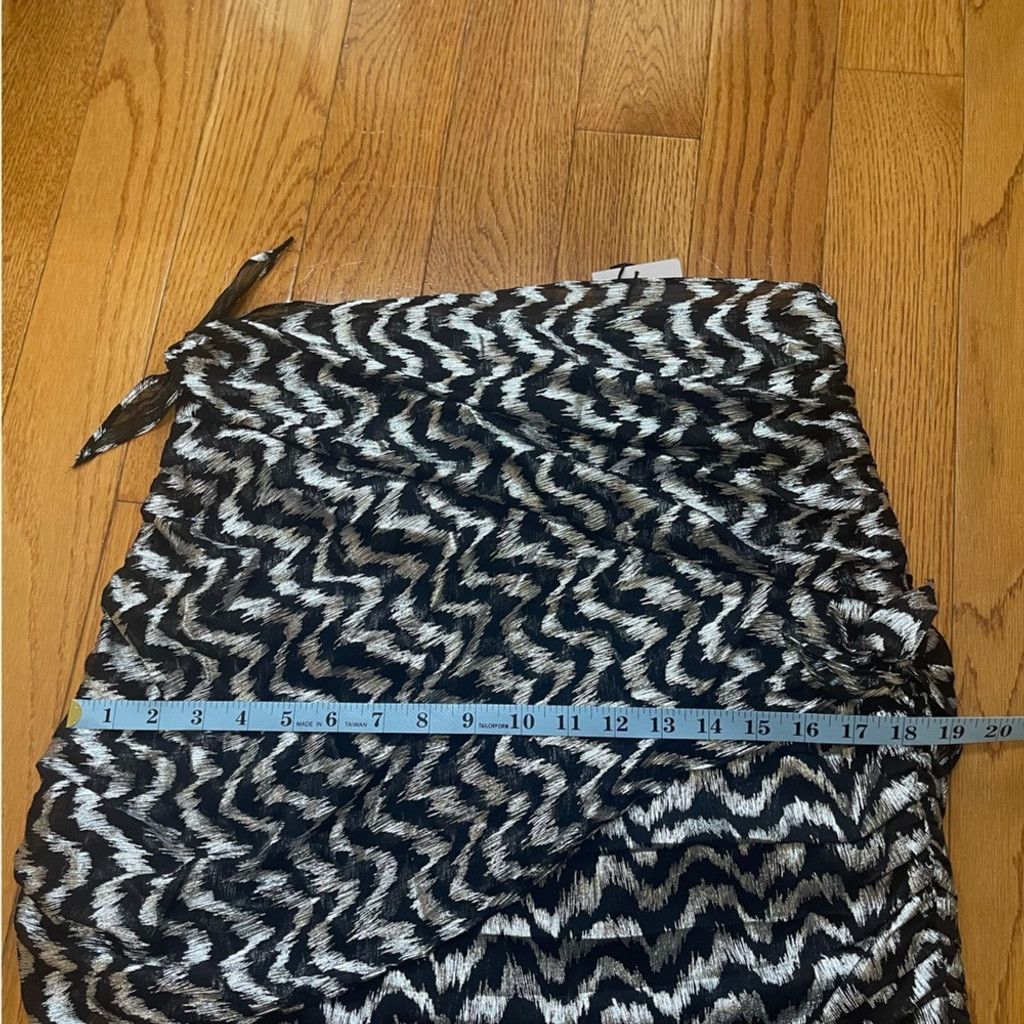 Zara ZARA Wrap Up Knotted Mini Skirt Party Black And Sliver Sz L Size 34" / US 12 / IT 48 - 8 Thumbnail