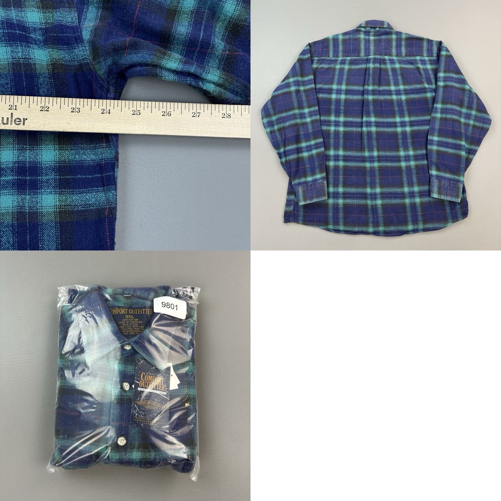 Vintage Comfort Outfitter Shirt Mens 3XL Blue Plaid Flannel Long Sleeve Outdoor Y2K Vintage Mens Shirt? Size US XXL / EU 58 / 5 - 9 Thumbnail