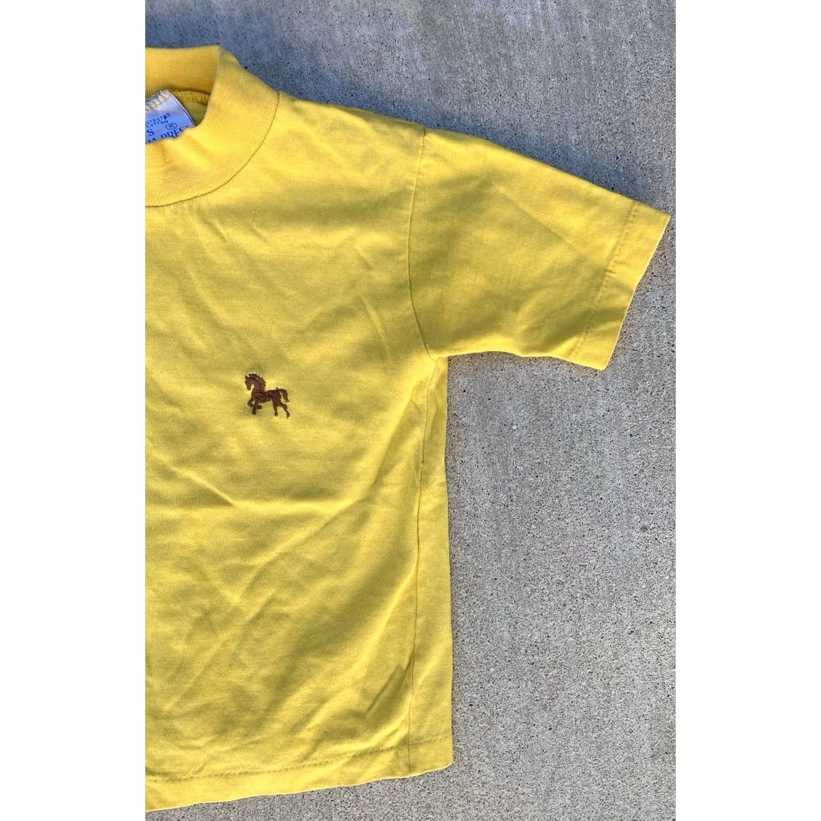 Sears VINTAGE Sears Perma-Prest Yellow T-Shirt Horse Logo Embroidery Size 6 Boys USA Made Size US S / EU 44-46 / 1 - 5 Thumbnail