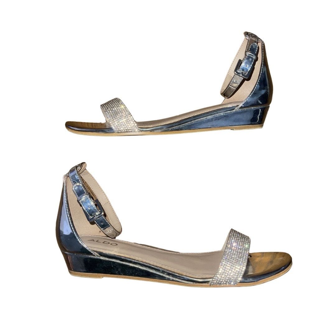Aldo Kerina Mini Wedge Silver Rhinestone Sparkler Sandal Dressy Size US 8.5 / IT 38.5 - 1 Thumbnail