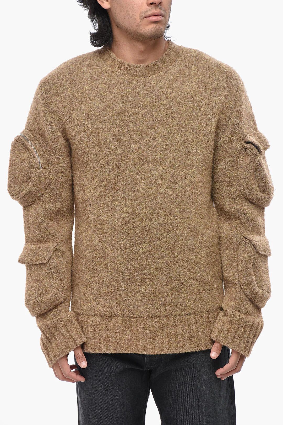 Off-White og1mm0526 Wool-Blend Bouclé Sweater in Beige Size US L / EU 52-54 / 3 - 1 Thumbnail