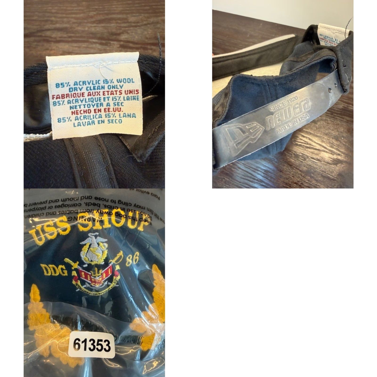New Era VINTAGE New Era USS Shoup DDG 86 Hat Mens Snapback Navy Ship Military Cap Gold Size ONE SIZE - 8 Thumbnail