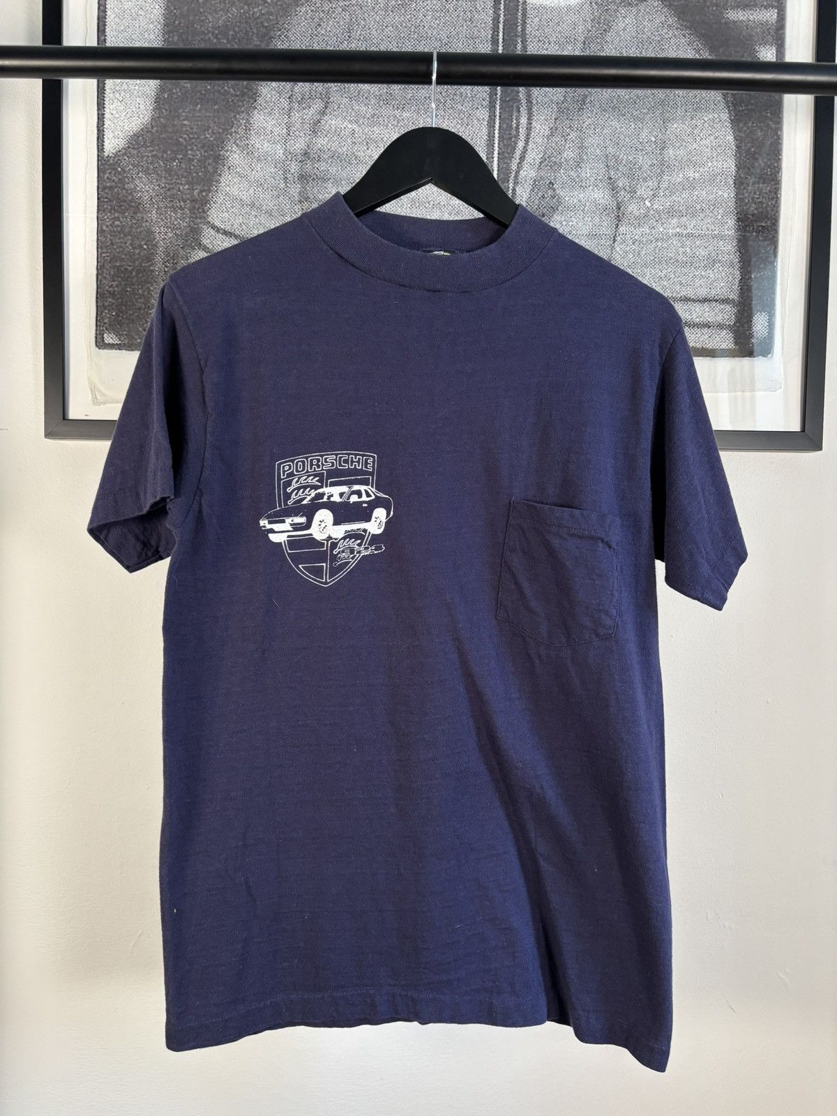 Vintage 🏎️VINTAGE GRAIL🏎️1980s SLIM PORSCHE POCKET TEE Size US L / EU 52-54 / 3 - 1 Thumbnail