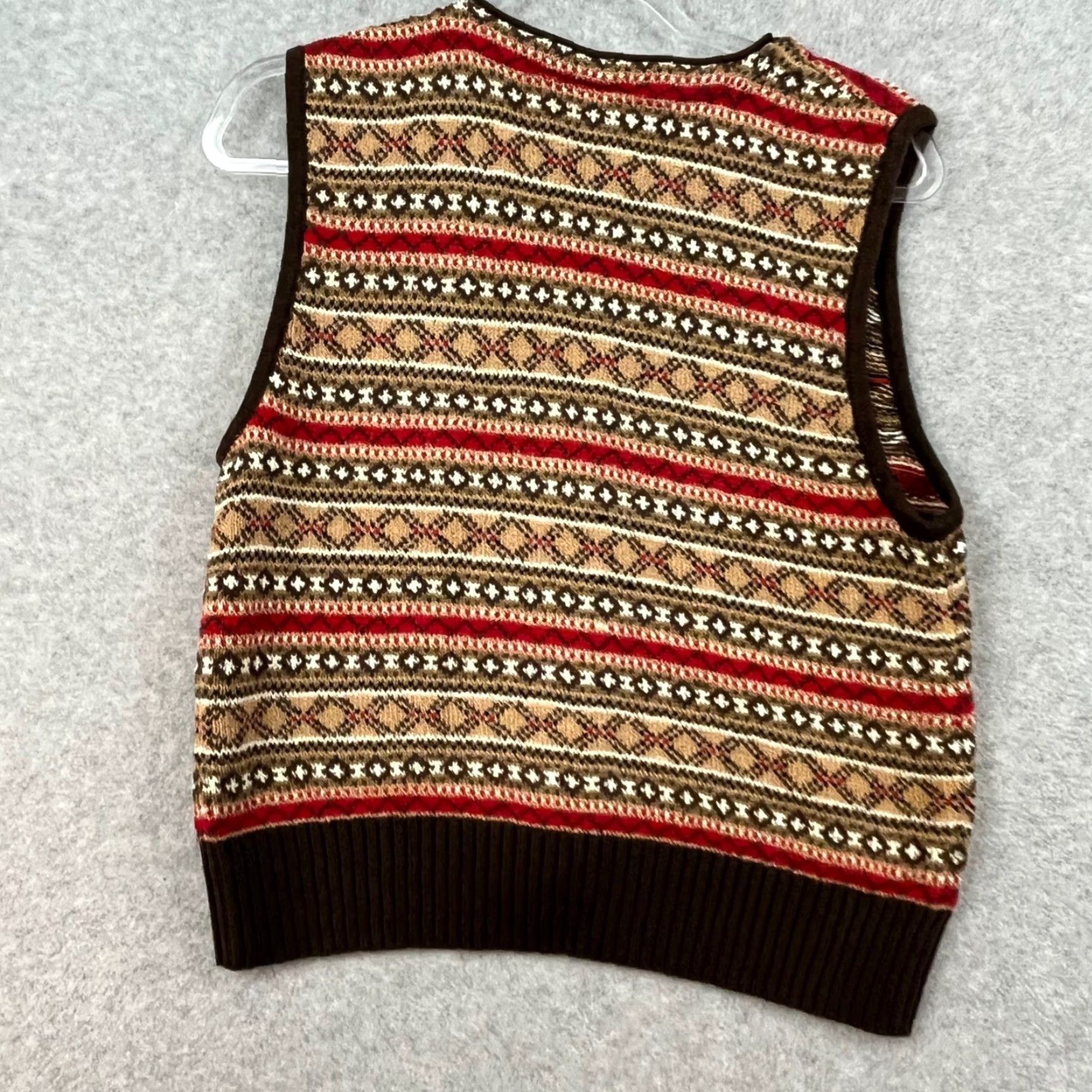 Vintage VINTAGE Lizsport Vest Red Brown Patterned Festive Knit S Women Size S / US 4 / IT 40 - 6 Thumbnail