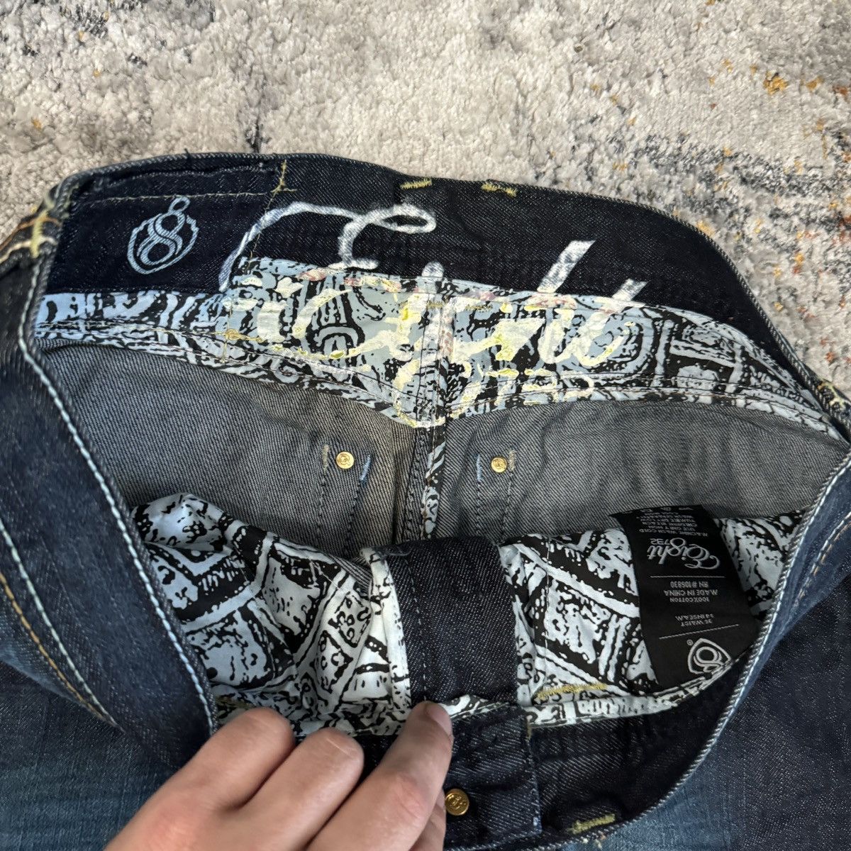 JNCO × Japanese Brand × Vintage Crazy Vintage y2k 8732 embroidered baggy cybergoth jeans Size US 36 / EU 52 - 7 Thumbnail