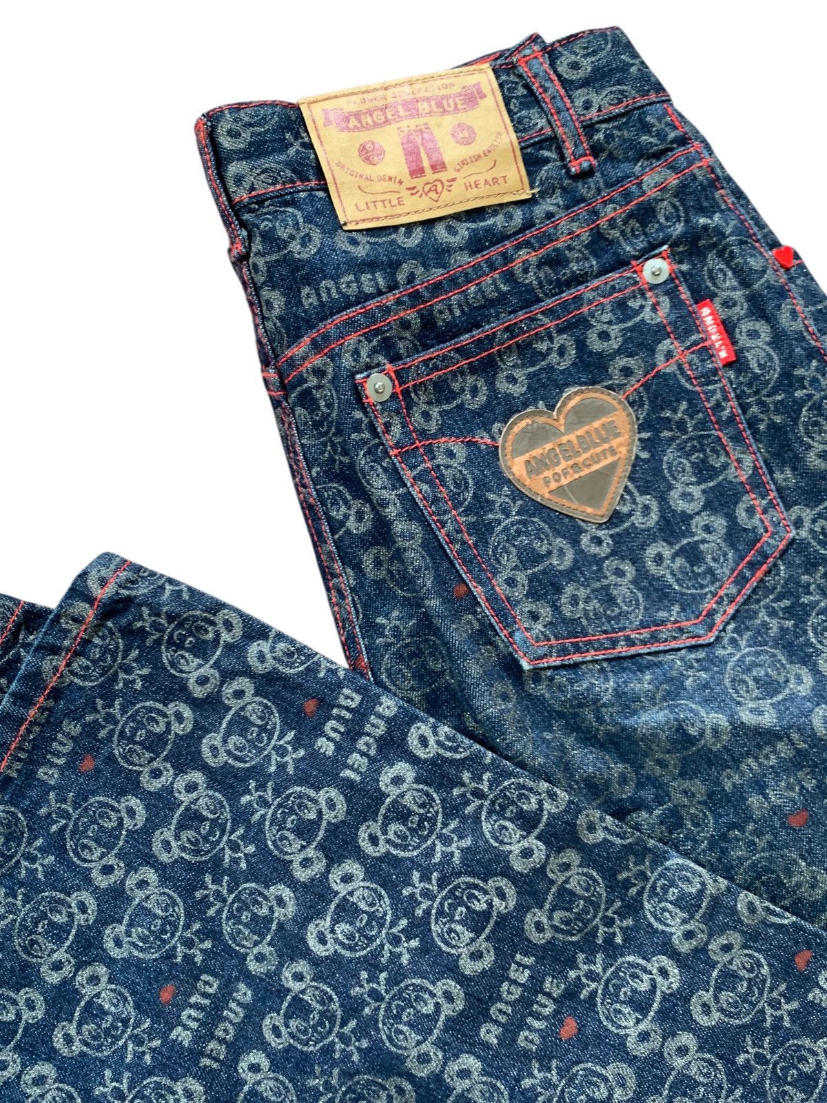 Angel Blue Y2k 2000s Angel blue japanese brand full print jeans rare Size 28" / US 6 / IT 42 - 6 Thumbnail