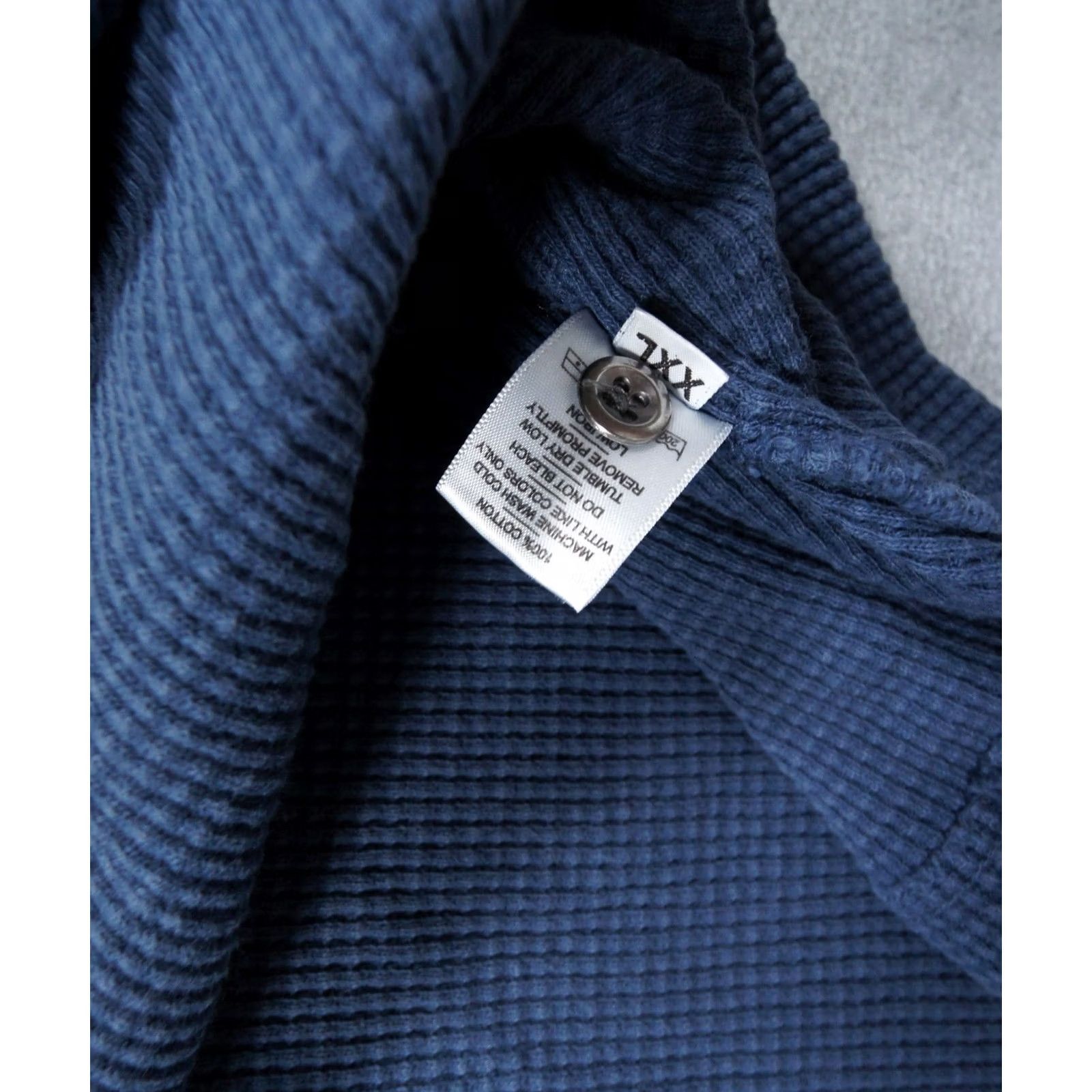 Vintage American Giant Shirt Mens 2XL Blue Henley Long Sleeve Waffle Knit Cotton Size US XXL / EU 58 / 5 - 7 Thumbnail