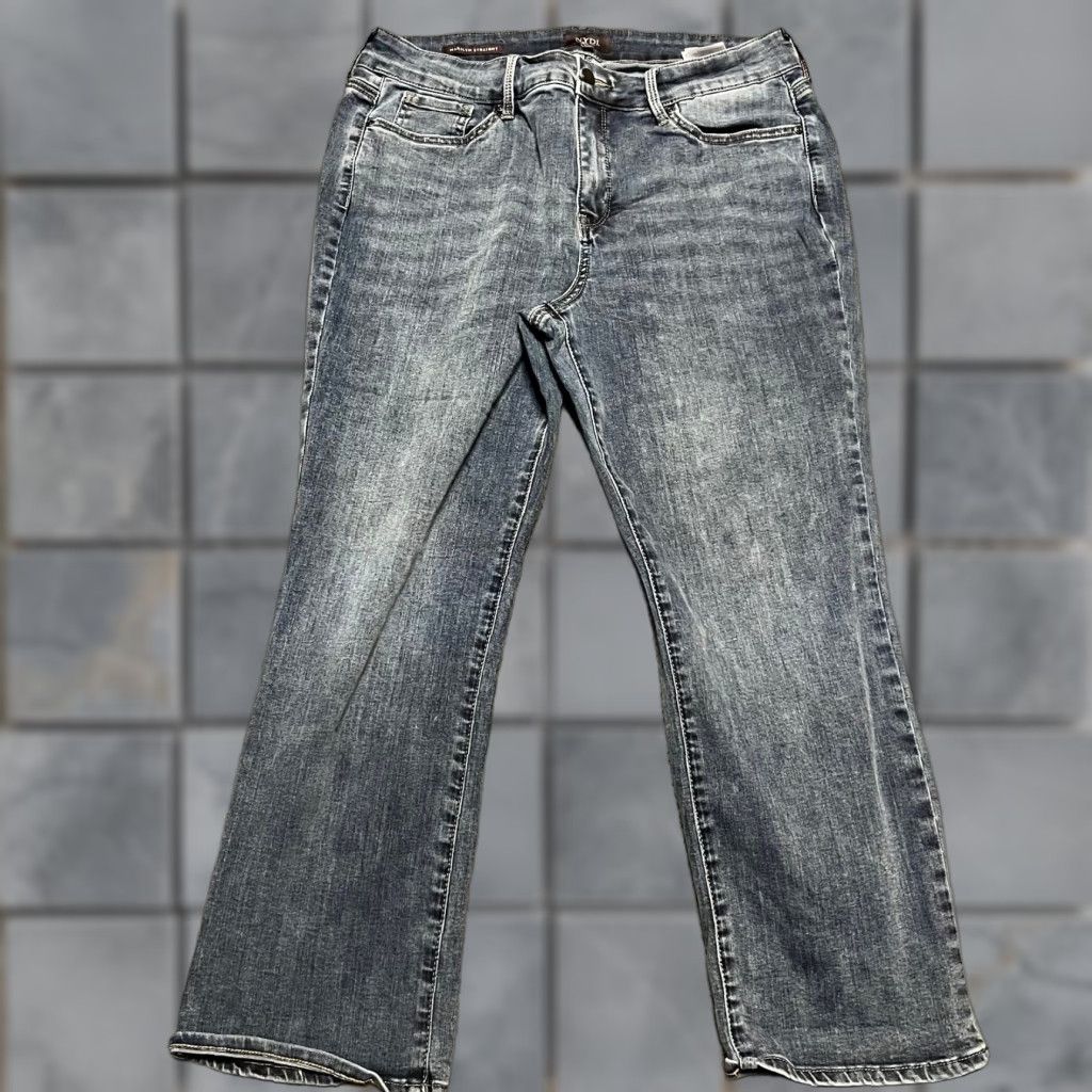 NYDJ NYDJ Jeans Womens 14 Tall Marilyn Straight High Rise Crop Blue 34x26 Tall Womens Jeans Size 36" / US 14 / IT 50 - 1 Thumbnail