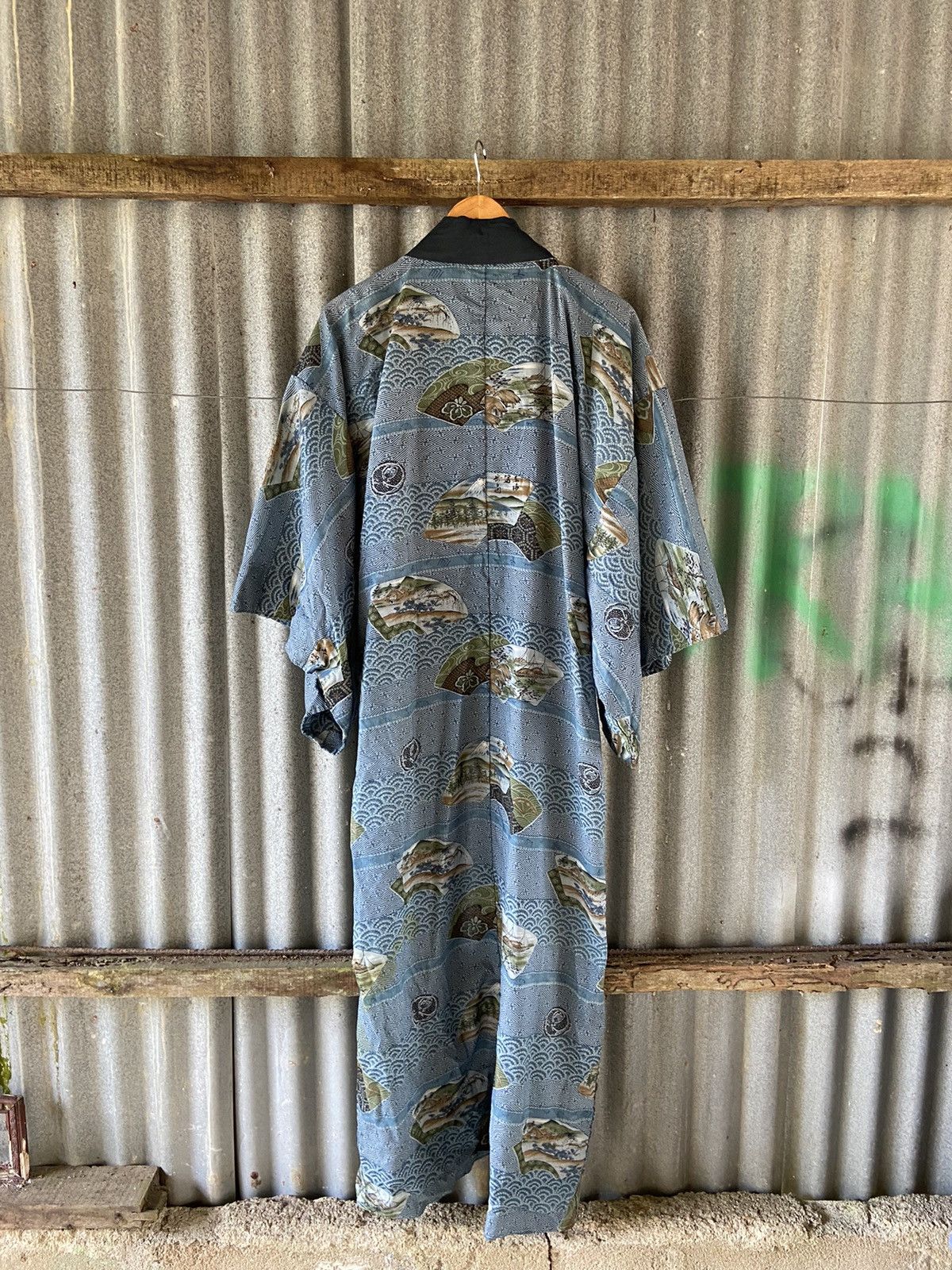 Komono Vintage Japanese Haori Mountain Landscape Silk Kimono Size US M / EU 48-50 / 2 - 6 Thumbnail