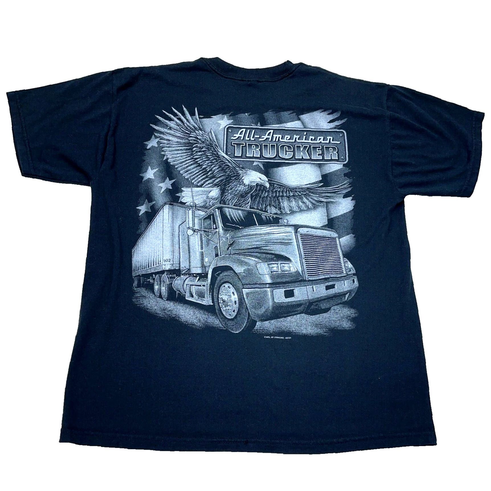 Jerzees VINTAGE Jerzees Trucking Shirt Men L Black Tee 80s Retro Graphic Print All American Trucker Eagle Size US L / EU 52-54 / 3 - 2 Thumbnail