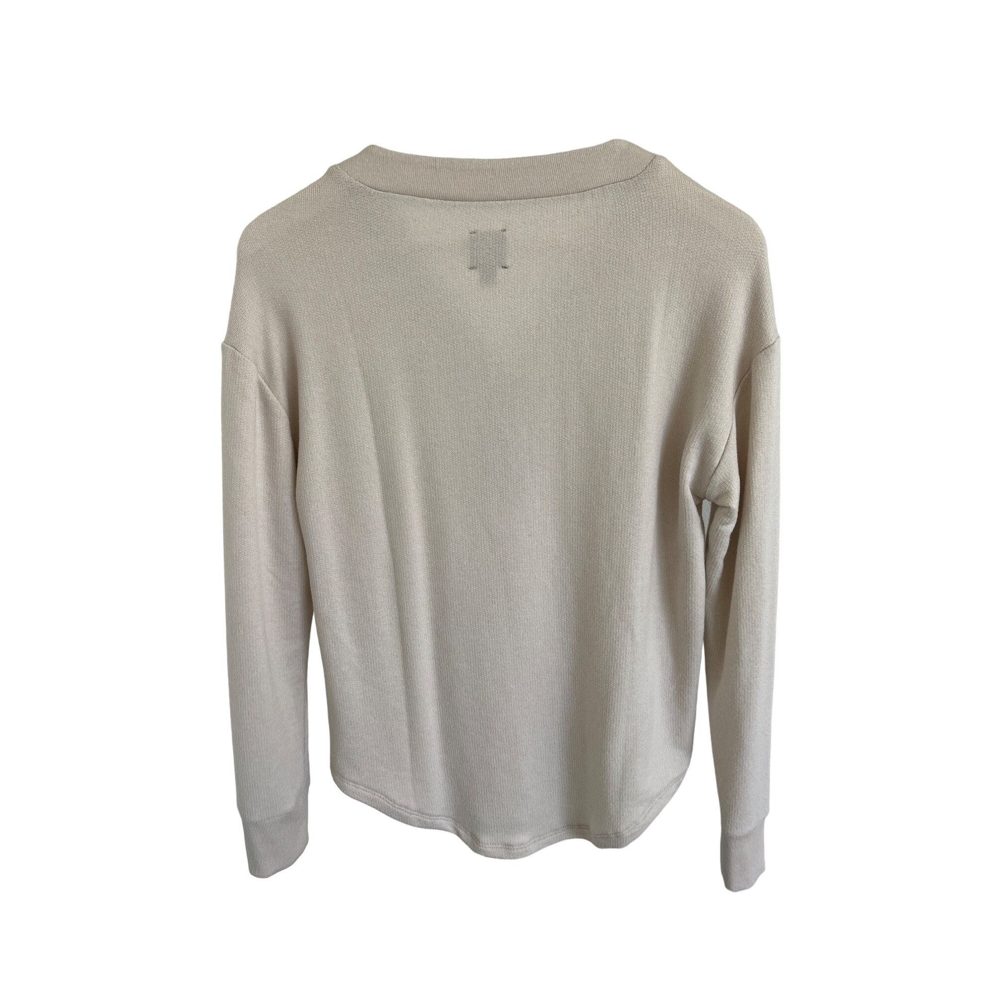 Gap Gap Marled Henley V-Neck Top Oyster Beige Size XS / US 0-2 / IT 36-38 - 4 Thumbnail