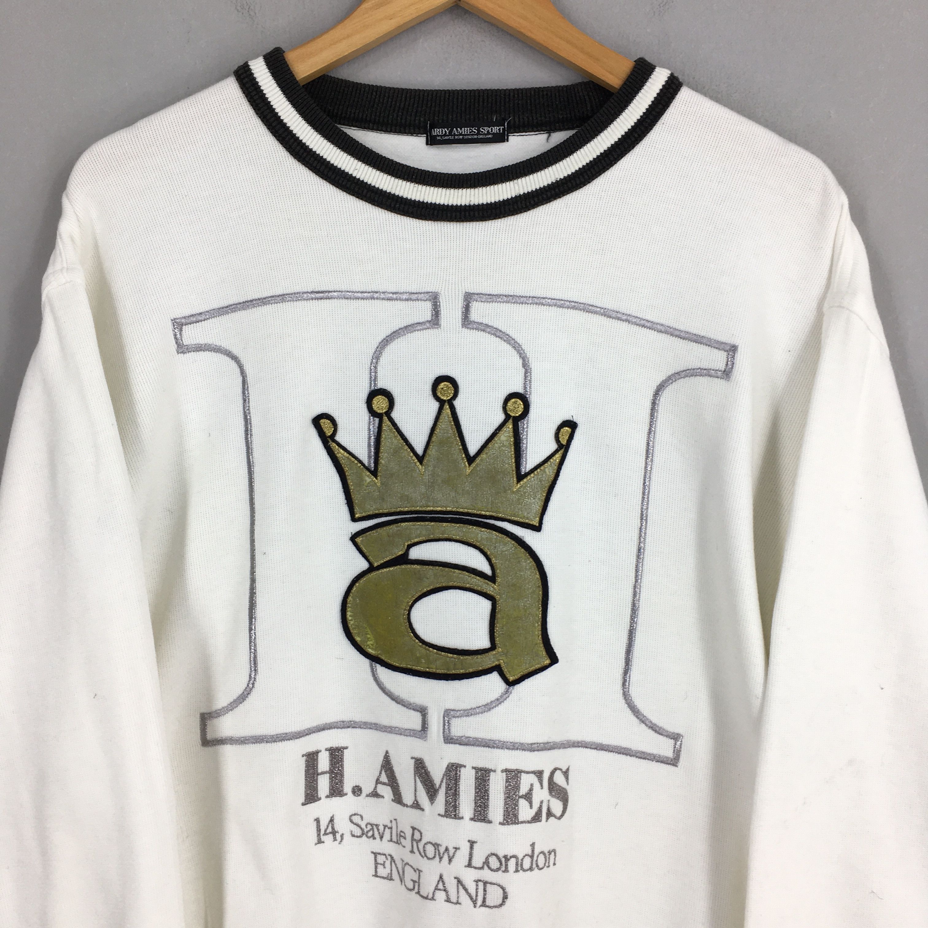 Designer × Hardy Amies × Vintage Vintage Hardy Amies Sport White Sweatshirt Medium Size US M / EU 48-50 / 2 - 2 Thumbnail