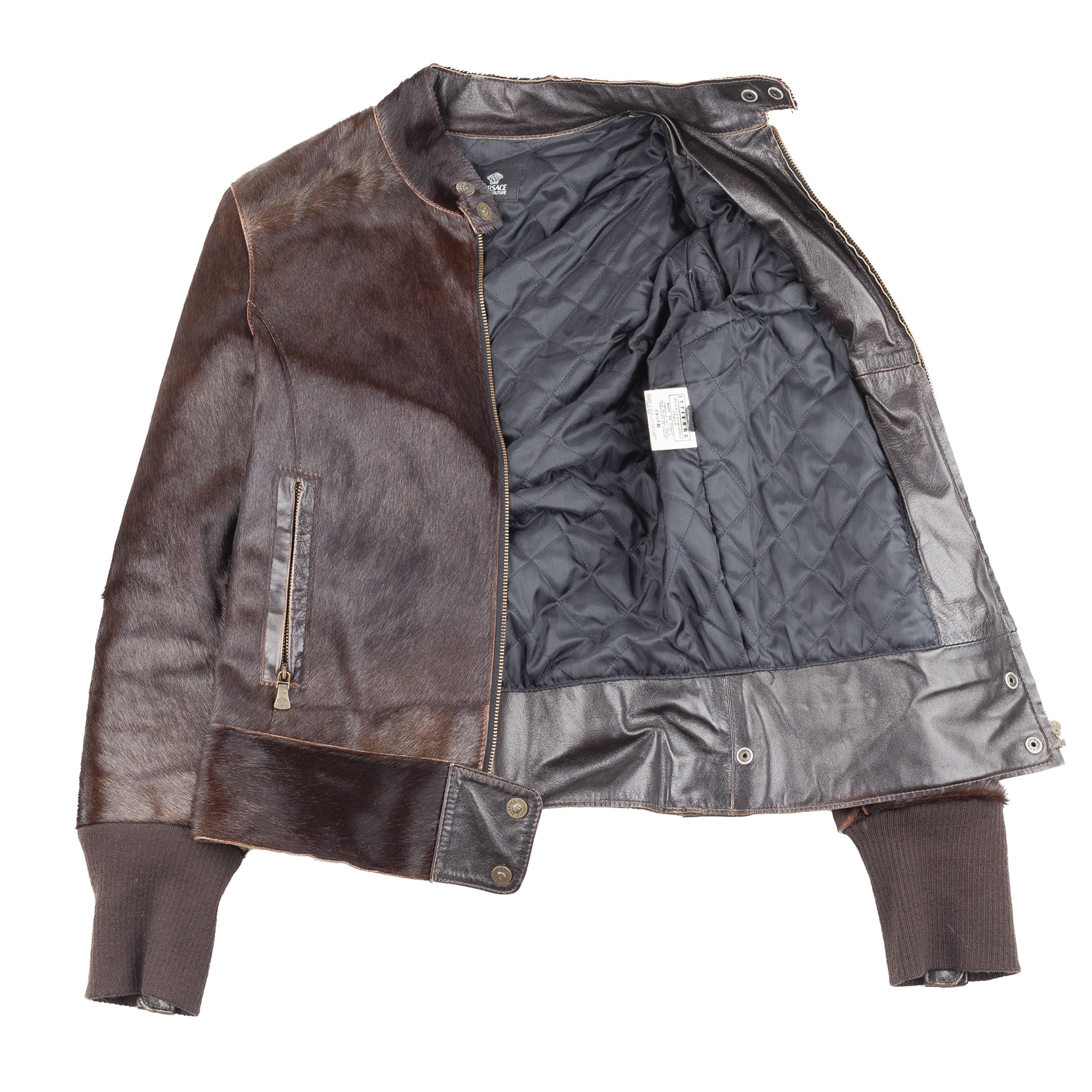 Versace Jeans Couture Versace Dark Brown Pony Hair Lace-Back Bomber Jacket Size S / US 4 / IT 40 - 2 Thumbnail