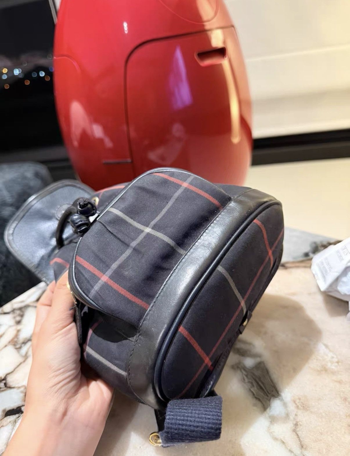 Burberry Burberry Mini Check Backpack with Golden Horse Logo J36 Size ONE SIZE - 6 Thumbnail