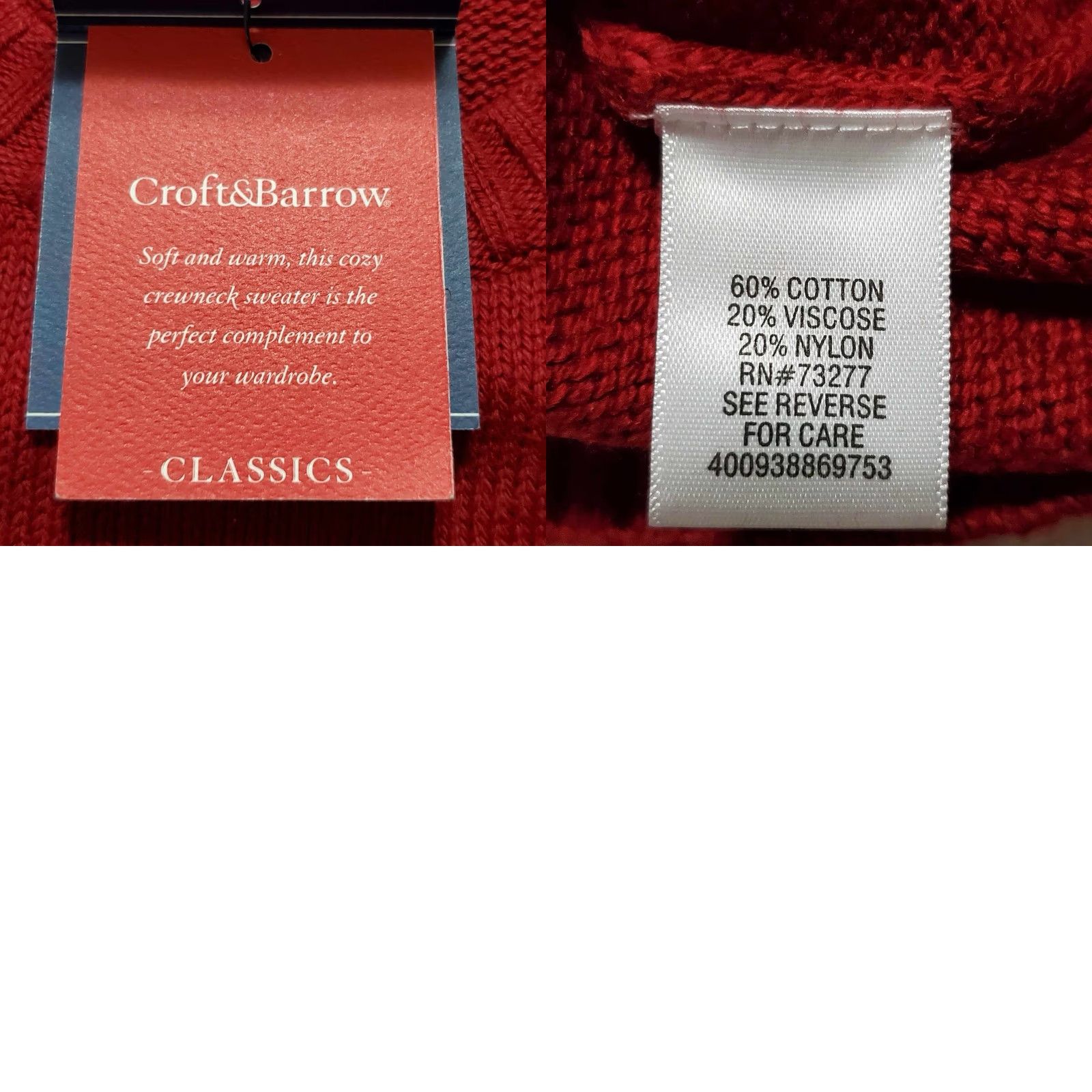 Croft & Barrow Croft Barrow Sweater Mens L Red Crewneck Pullover Knit Long Sleeve Casual Size US L / EU 52-54 / 3 - 8 Thumbnail