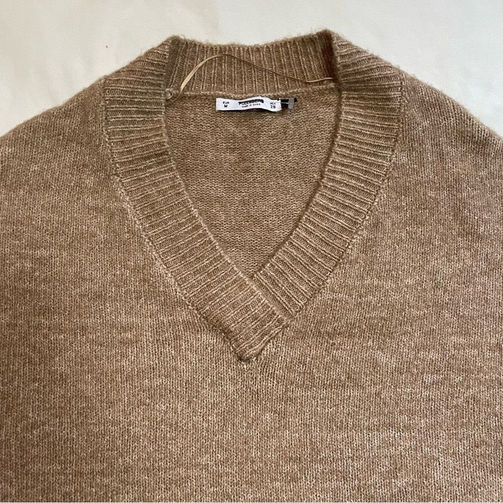 Pull & Bear New Pull & Bear Brown V-Neck Drop Shoulder Sweater Size M Size M / US 6-8 / IT 42-44 - 6 Thumbnail