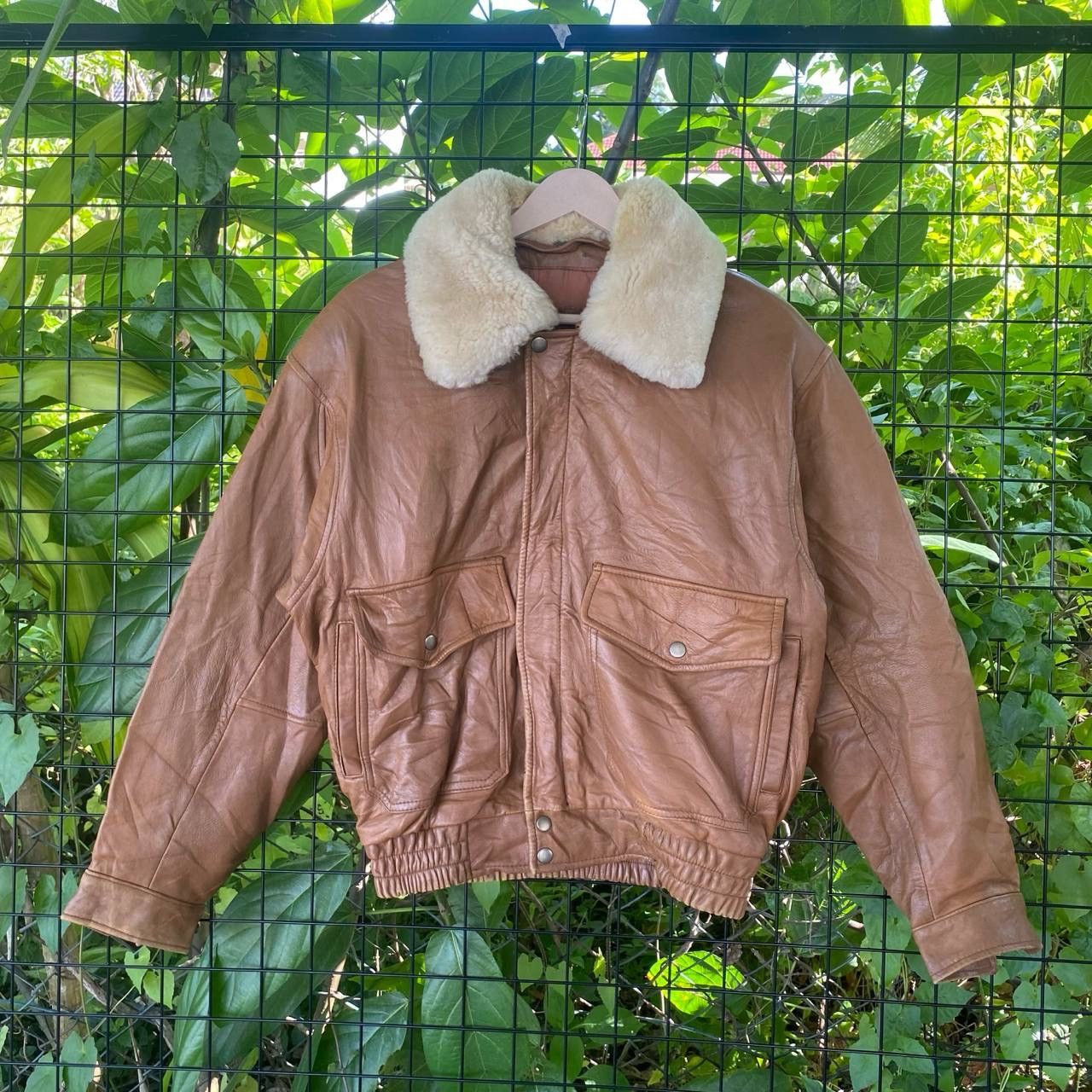 Genuine Leather × Vintage Vintage Ciivin Sherpa Neck Military Style Leather Jacket Size US M / EU 48-50 / 2 - 2 Thumbnail