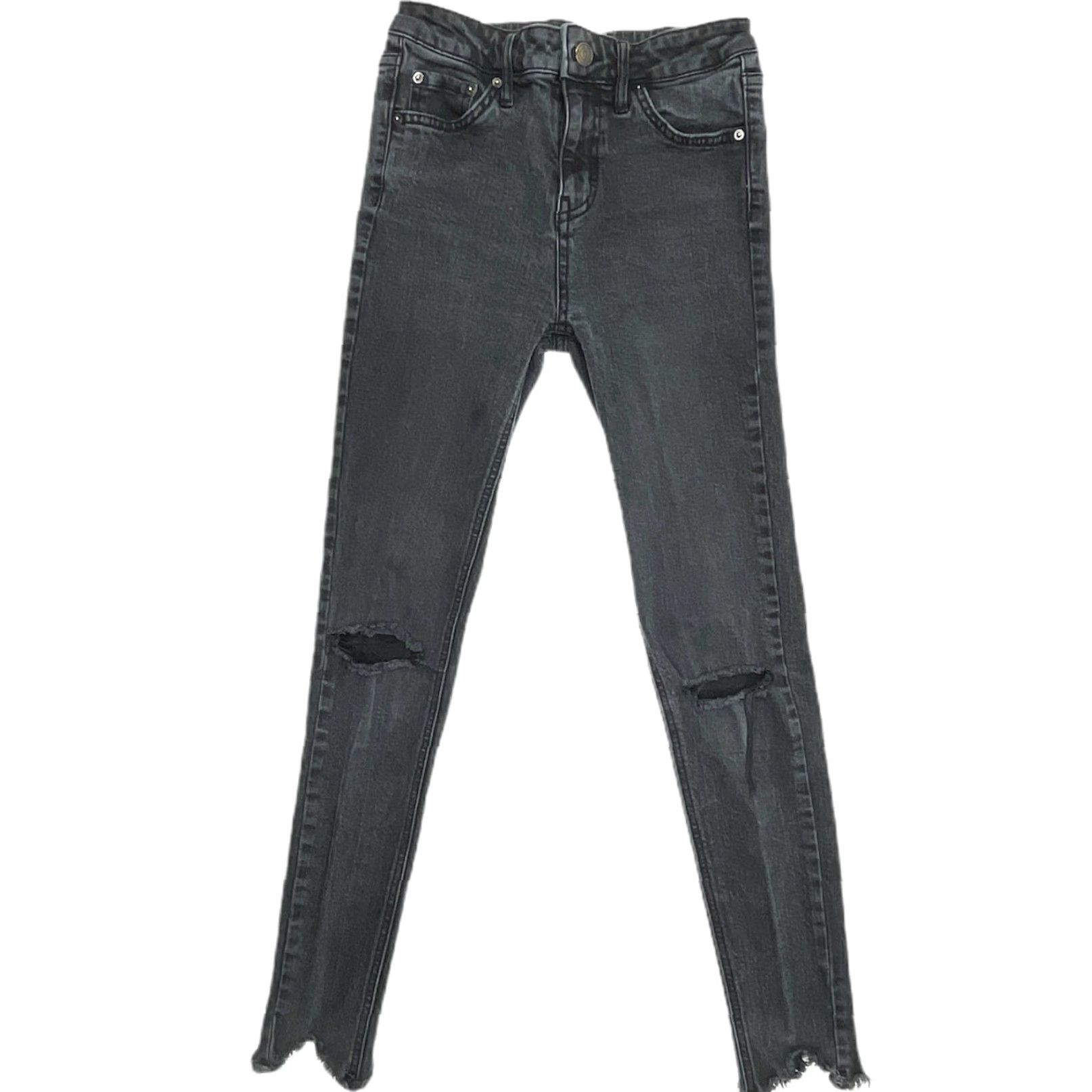 Vintage Wild Fable Jeans Women Size 0 Gray Distressed Skinny Mid Rise 5-Pocket Denim Charcoal Wash Casual Womens Jeans Size 25" / US 0 / IT 36 - 2 Thumbnail