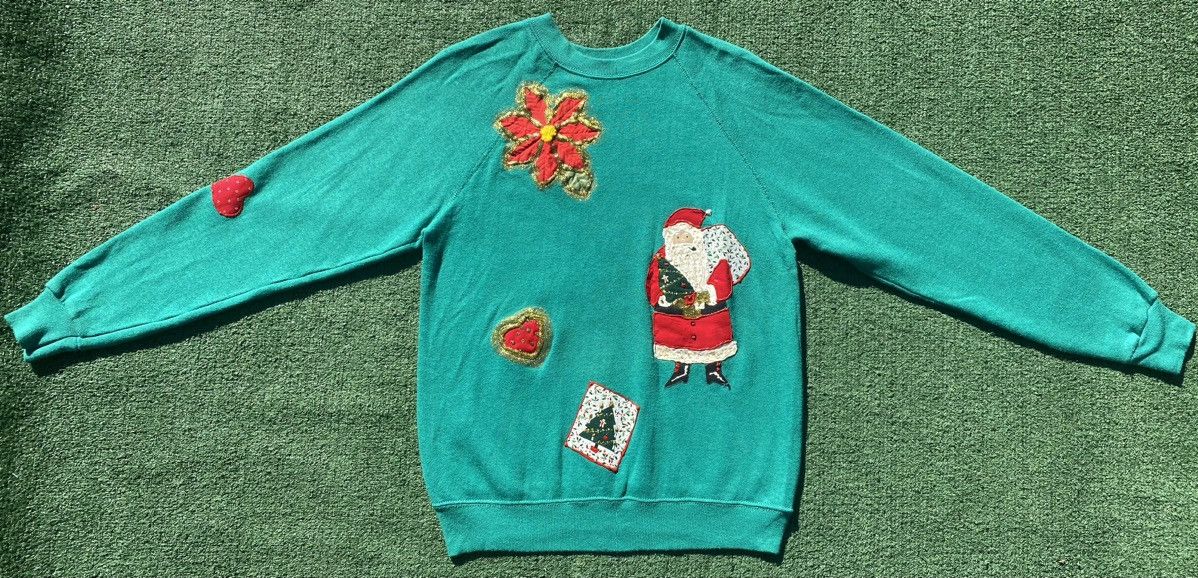Tultex Vintage 80’s Christmas Santa Cat Tree Sweatshirt Sz Small Size S / US 4 / IT 40 - 2 Thumbnail