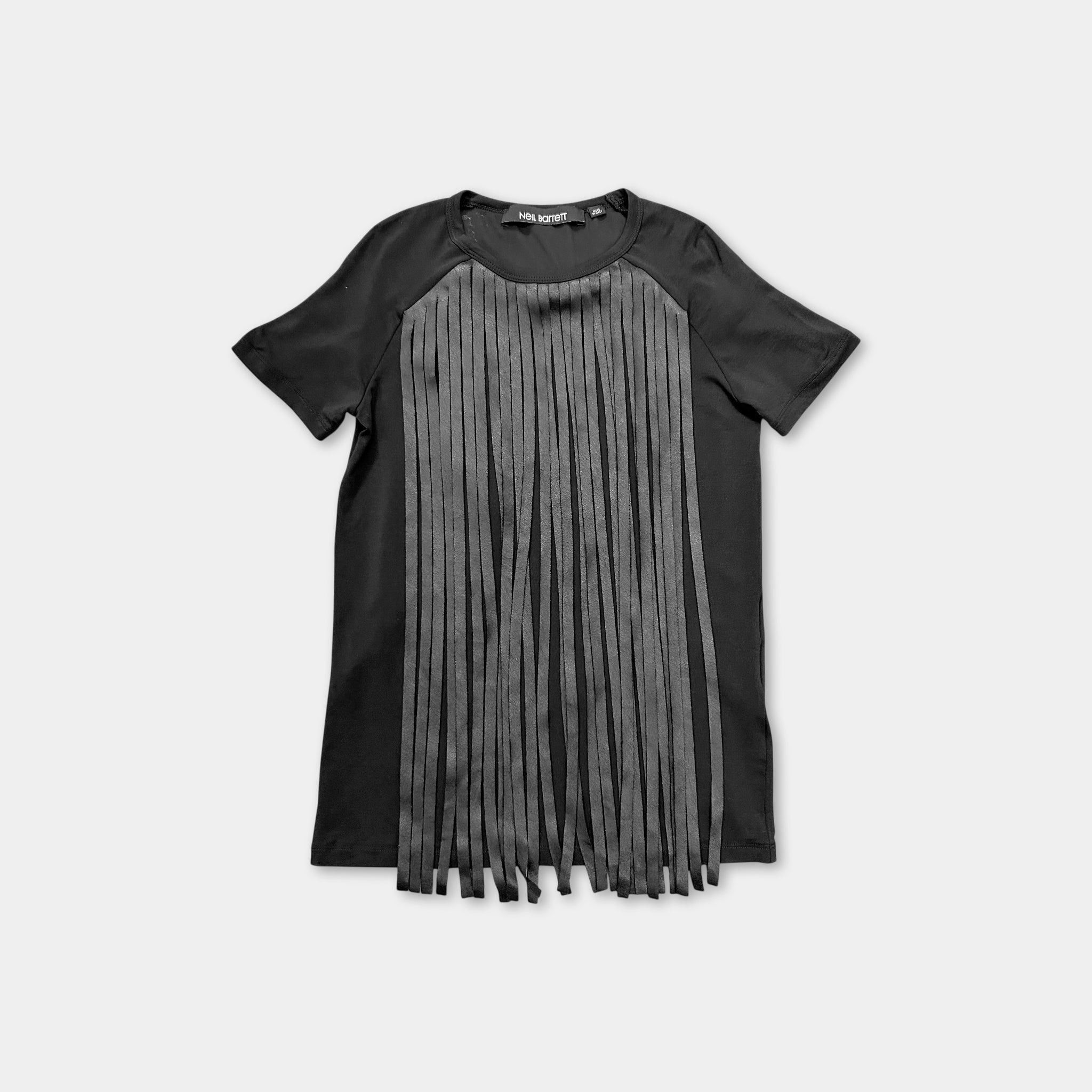Neil Barrett Neil barret Black Leather Fringe T-shirt Size US S / EU 44-46 / 1 - 1 Thumbnail