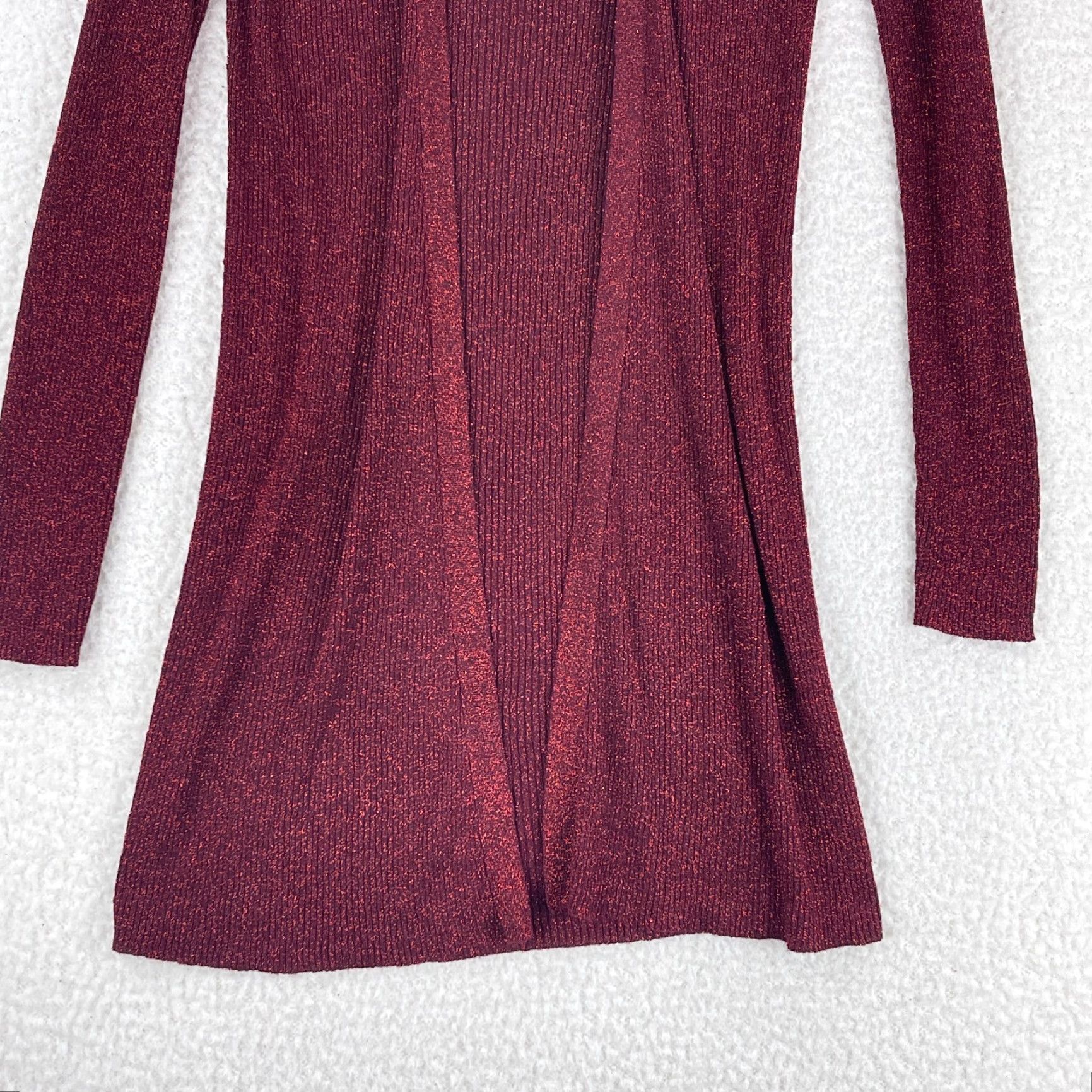 Vintage The Limited Cardigan Sweater Womens Medium Red Shimmer Open Front Knit Long Sleeve Size M / US 6-8 / IT 42-44 - 5 Thumbnail