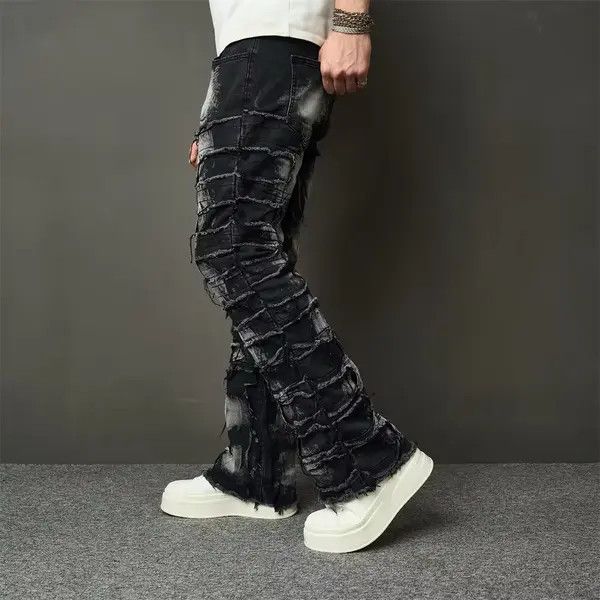 Japanese Brand Pepper x Asada Ripped Spliced Patch Straight Jeans Size US 34 / EU 50 - 5 Thumbnail