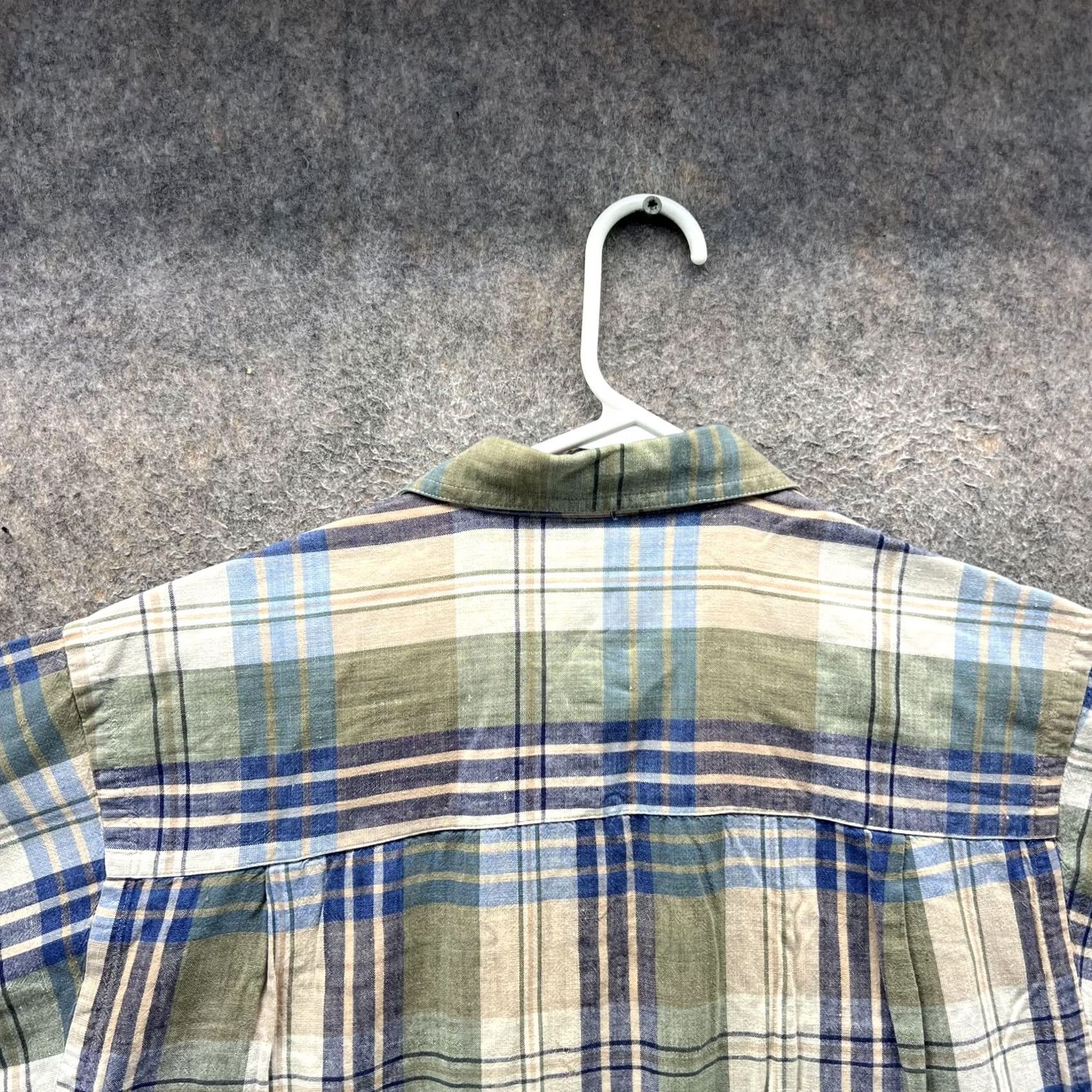 Eddie Bauer VINTAGE Eddie Bauer Shirt Mens M Green Blue Plaid Roughspun Cotton Short Sleeve Size US M / EU 48-50 / 2 - 4 Thumbnail