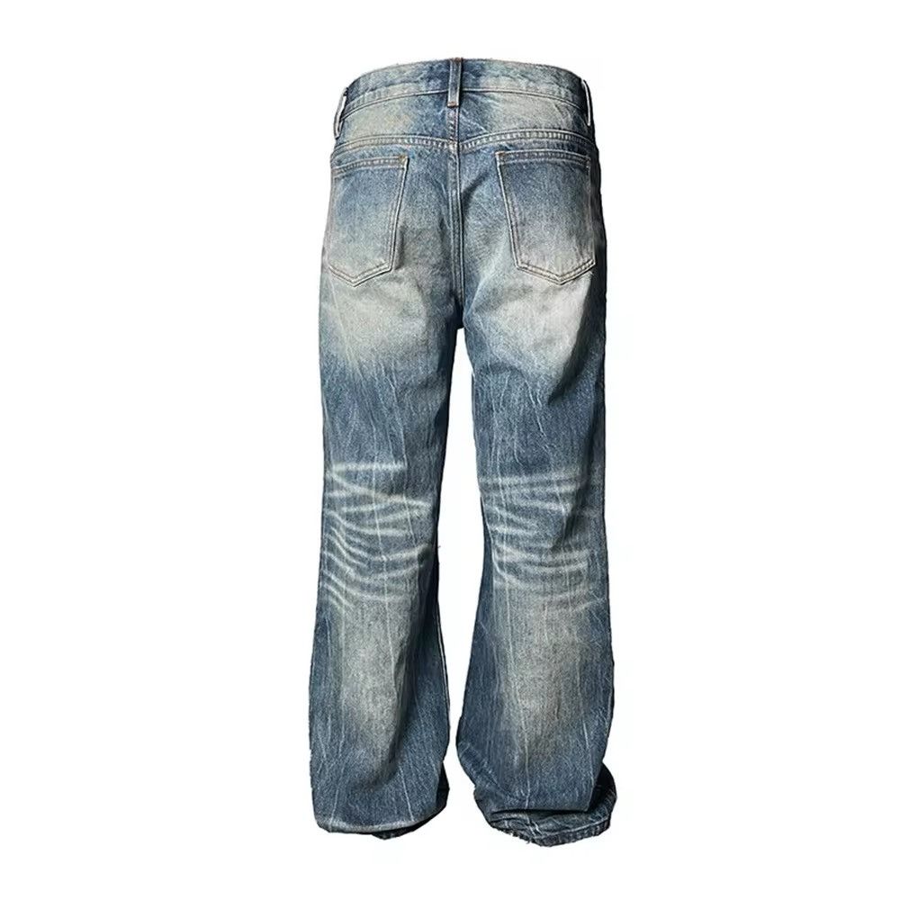 Jean Lightning Grain Pattern Straight Leg Jeans Size US 29 - 3 Thumbnail