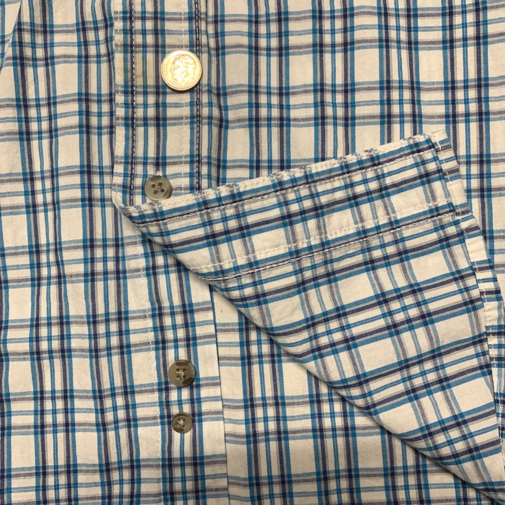 Wrangler Wrangler Western Shirt Short Sleeve Mens 2XL Blue White Plaid Button-Down Shirt Size US XXL / EU 58 / 5 - 4 Thumbnail