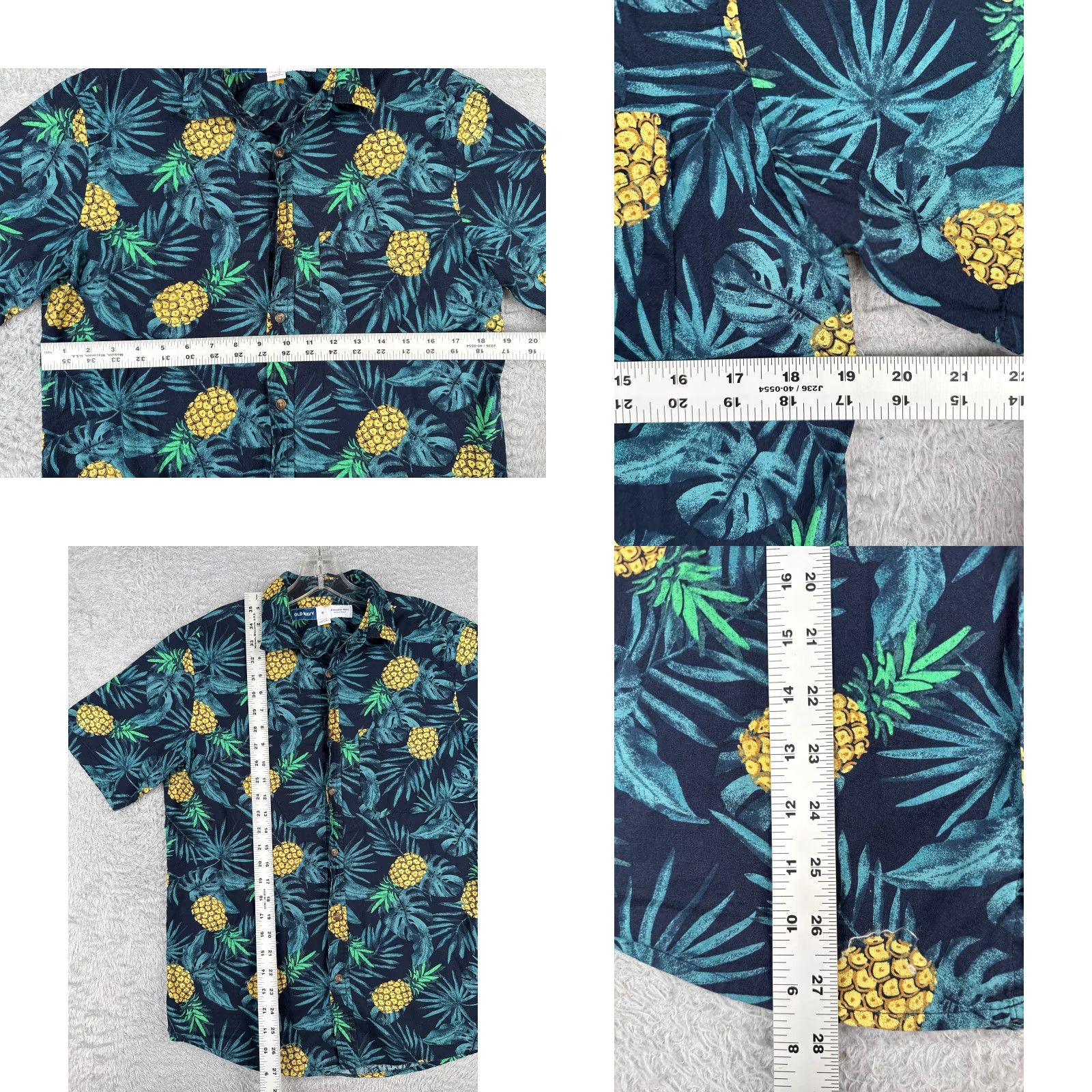 Old Navy VINTAGE Old Navy Shirt Men Small Blue Pineapple AOP Everyday Hawaiian 100% Cotton Size US S / EU 44-46 / 1 - 8 Thumbnail
