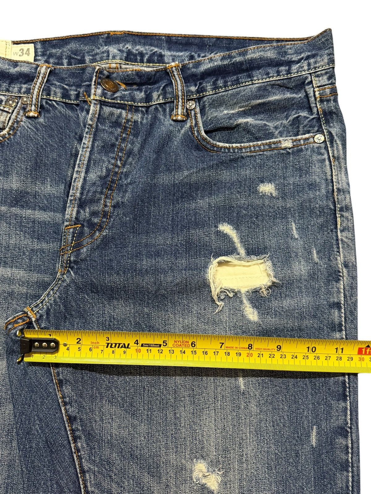 Abercrombie & Fitch Vintage 90s Abercrombie & Fitch Blue Wash Ripped Regular Fit Size US 34 / EU 50 - 13 Thumbnail