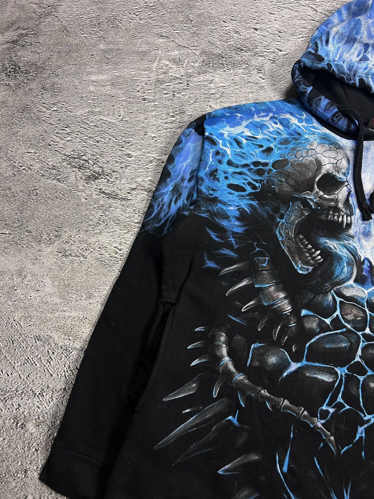 Vintage Vintage Y2K skulls flames fullprint black blue hoodie Size US XXL / EU 58 / 5 - 2 Thumbnail