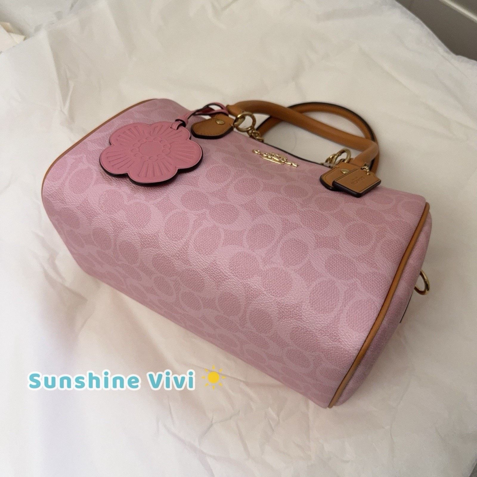 Coach NWT Coach Rowan Satchel Bag Charms Gold/Powder Pink CEA18 Size ONE SIZE - 5 Thumbnail