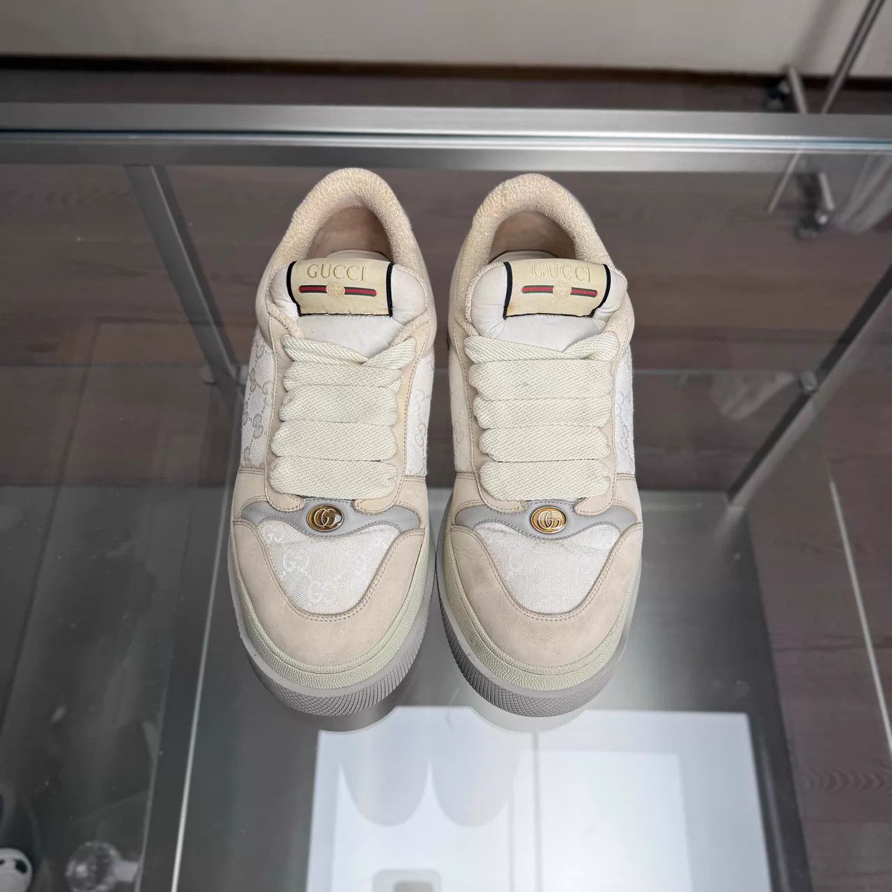 Gucci Gucci Gray & White Puffy Sneaker UK9.5 (43.5) Size US 10.5 / EU 43-44 - 8 Thumbnail