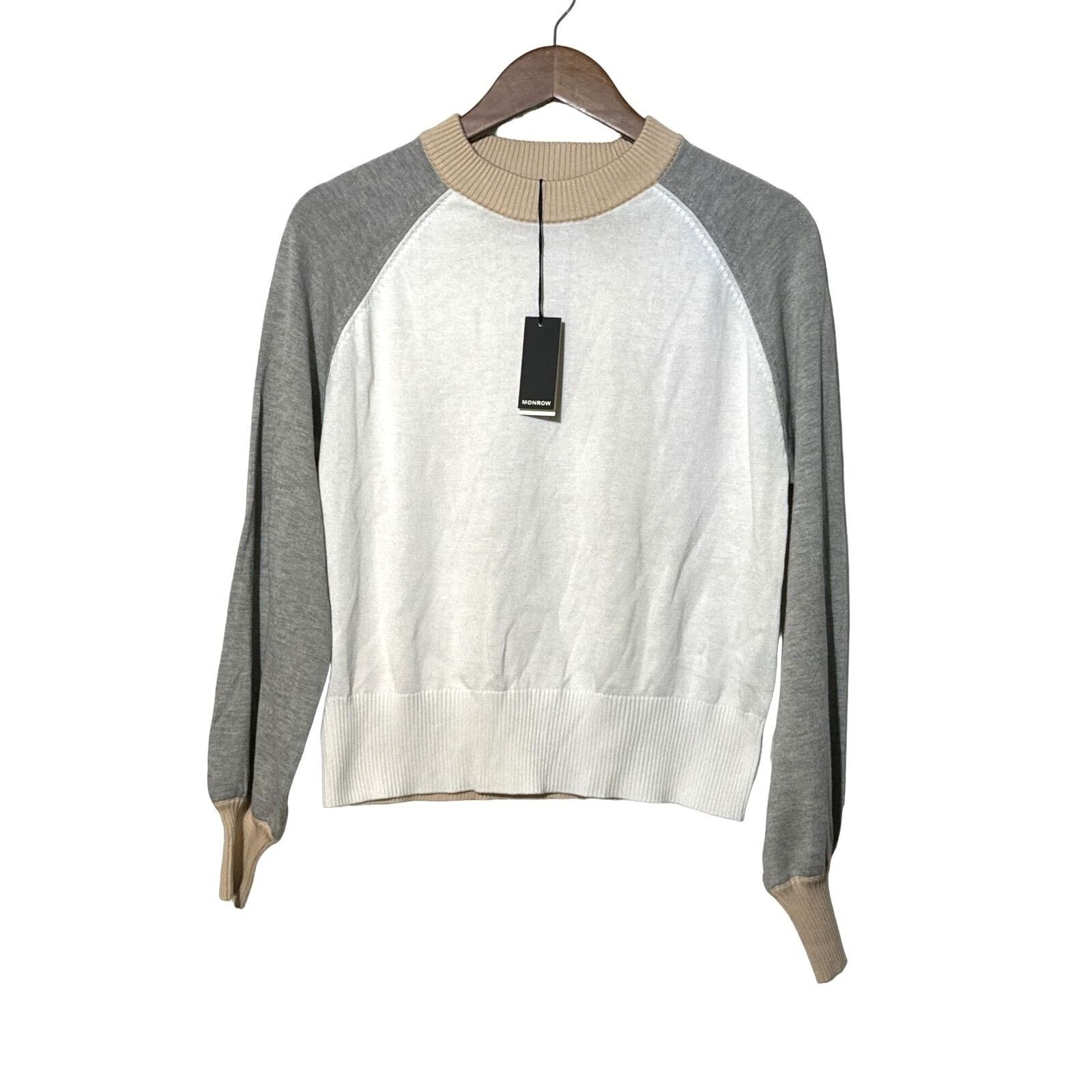 MONROW Monrow Pullover Crewneck Colorblock NWT Sweater XS Size XS / US 0-2 / IT 36-38 - 2 Thumbnail
